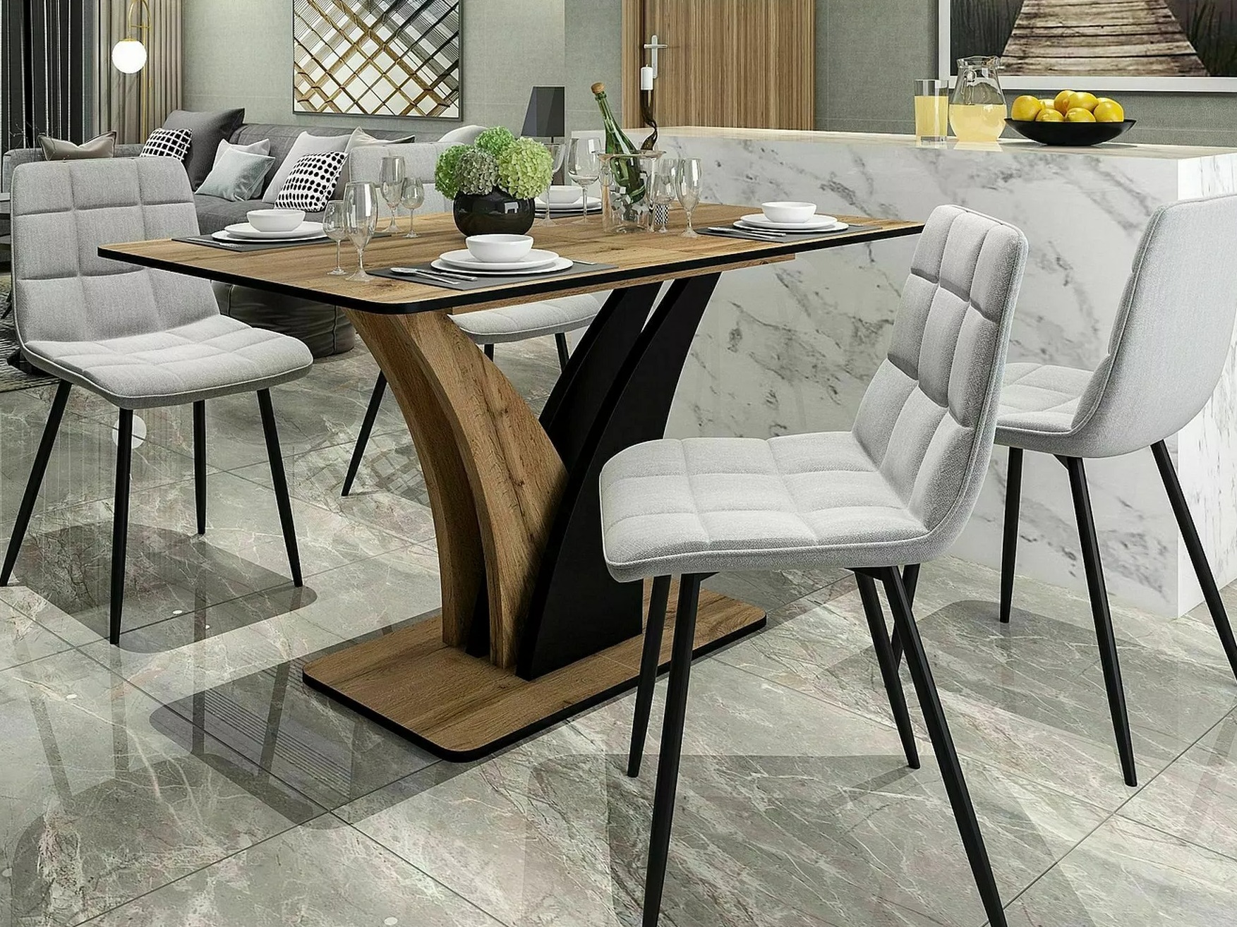 Table Detroit 761 (Chêne Artisan + Noir)