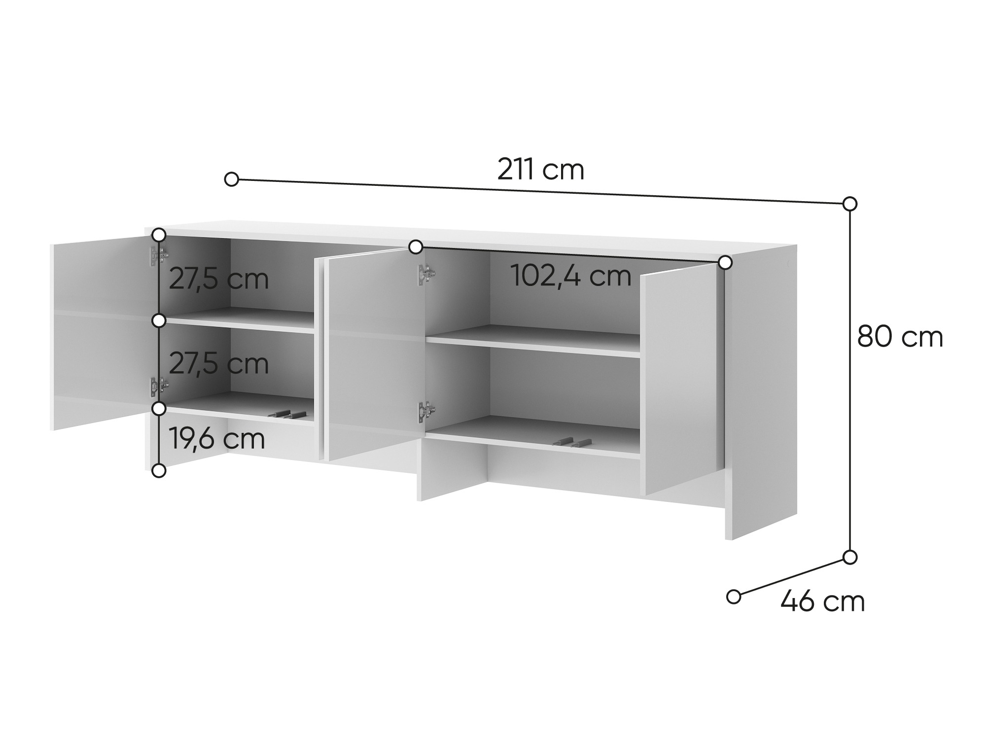 Buffet Concept Lenart IV (Blanc + Blanc brillant)