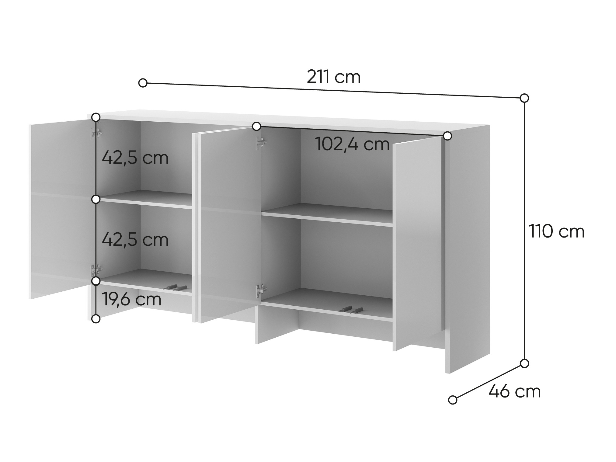 Buffet Concept Lenart V (Blanc + Blanc brillant)