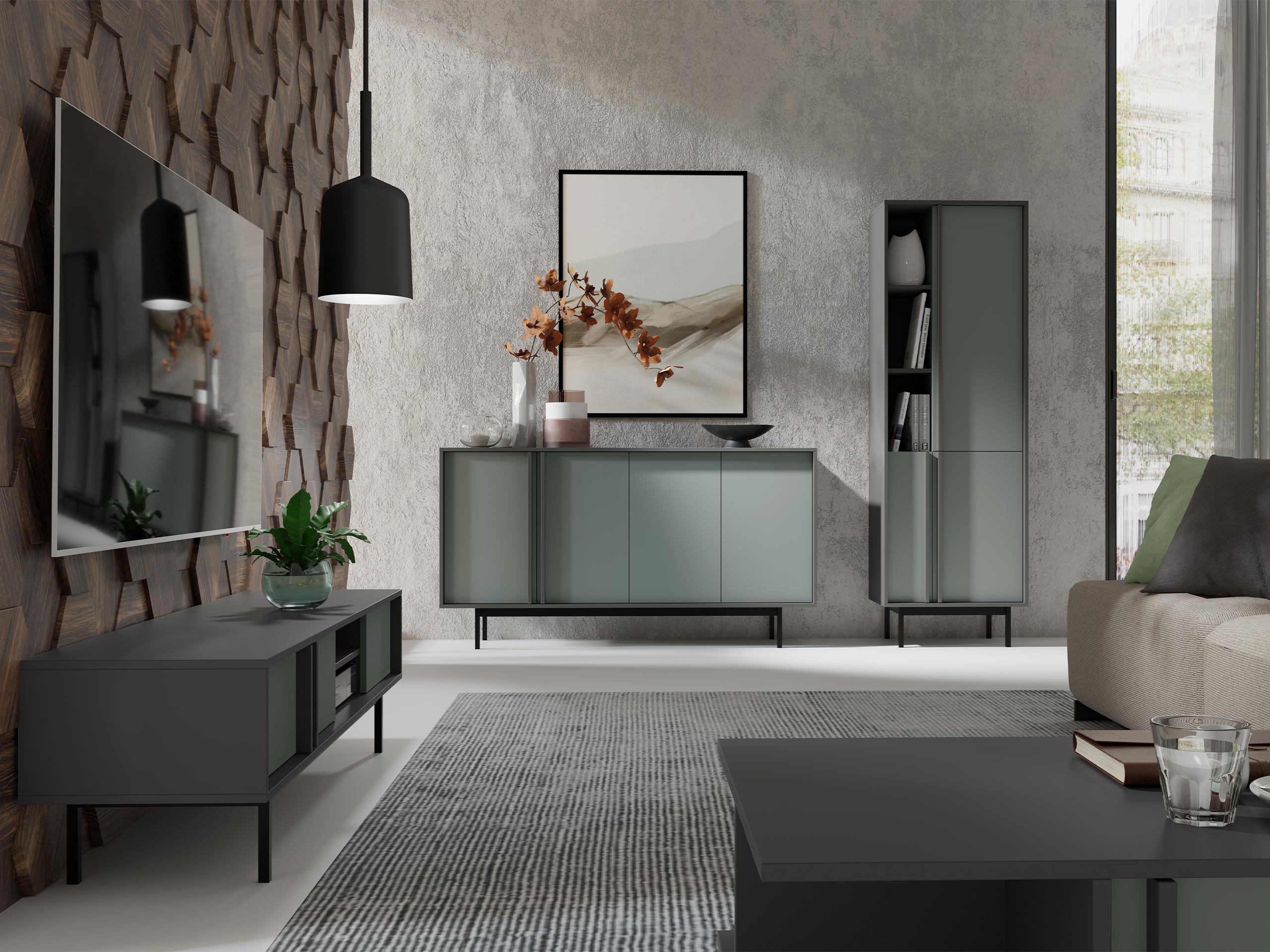 Ensemble de salon Levali 115 (Vert poussiéreux)