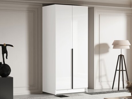 Armoire Closico 195 (Blanc + Blanc brillant + Noir)