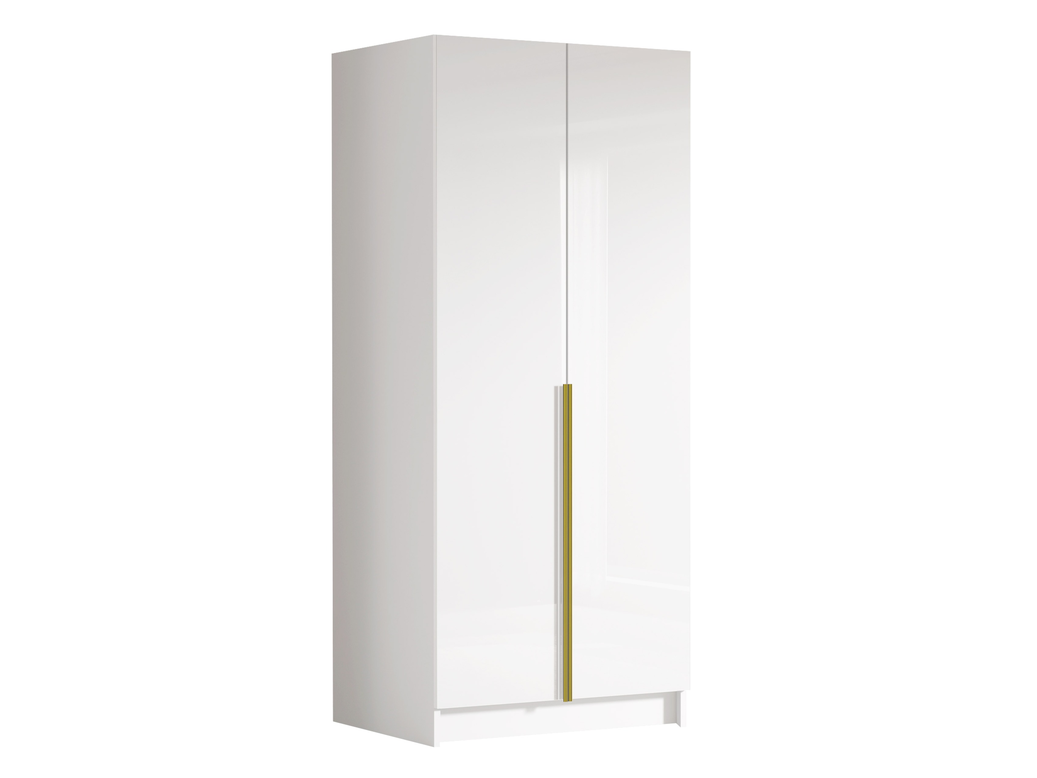 Armoire Closico Staton I (Blanc + Blanc brillant + Doré)