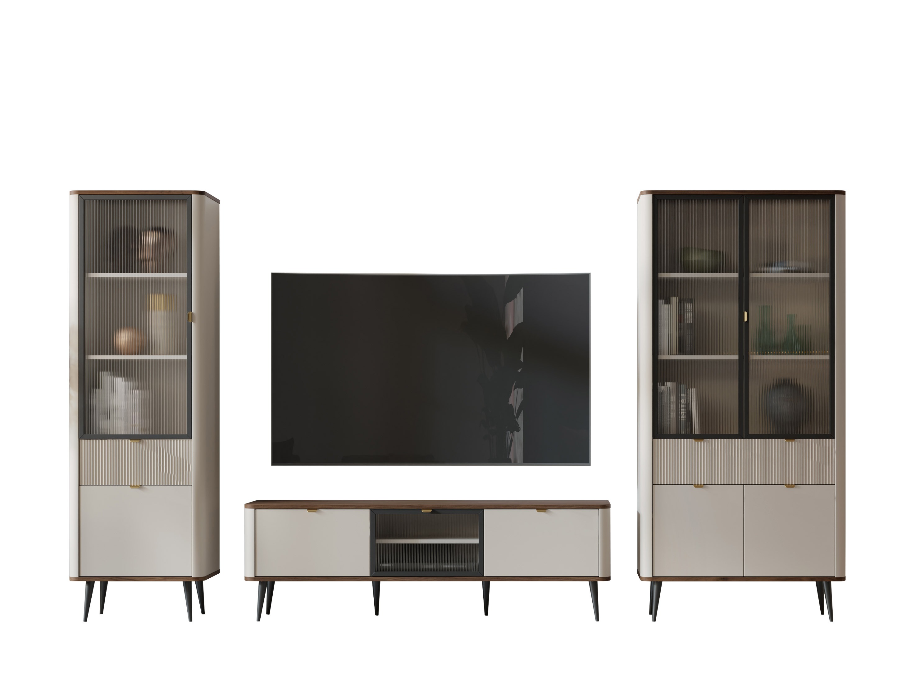 Ensemble de salon Lufela 121 (Cachemire + Noyer)