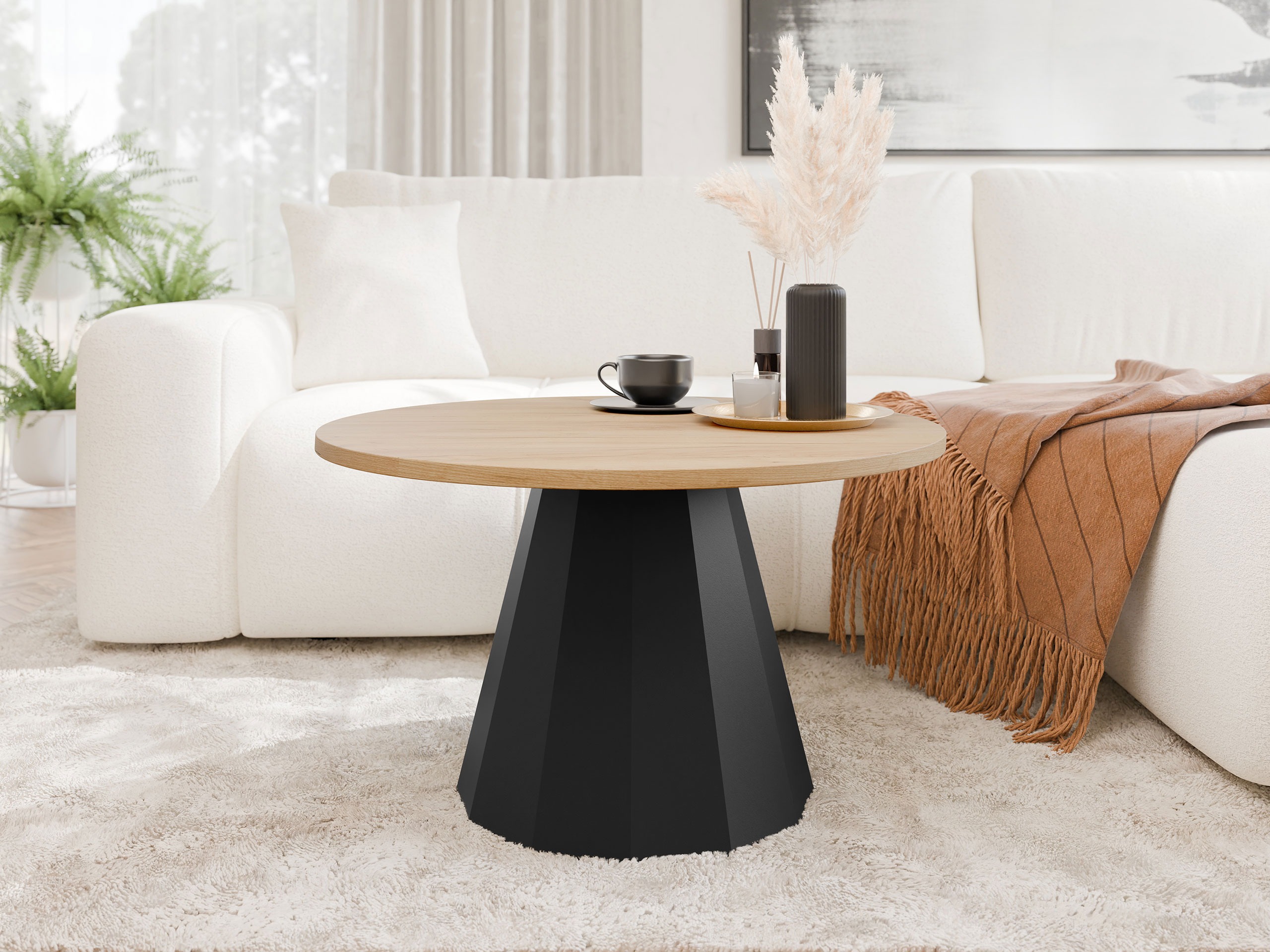 Table basse Oswego 139 (Noir + Chêne)
