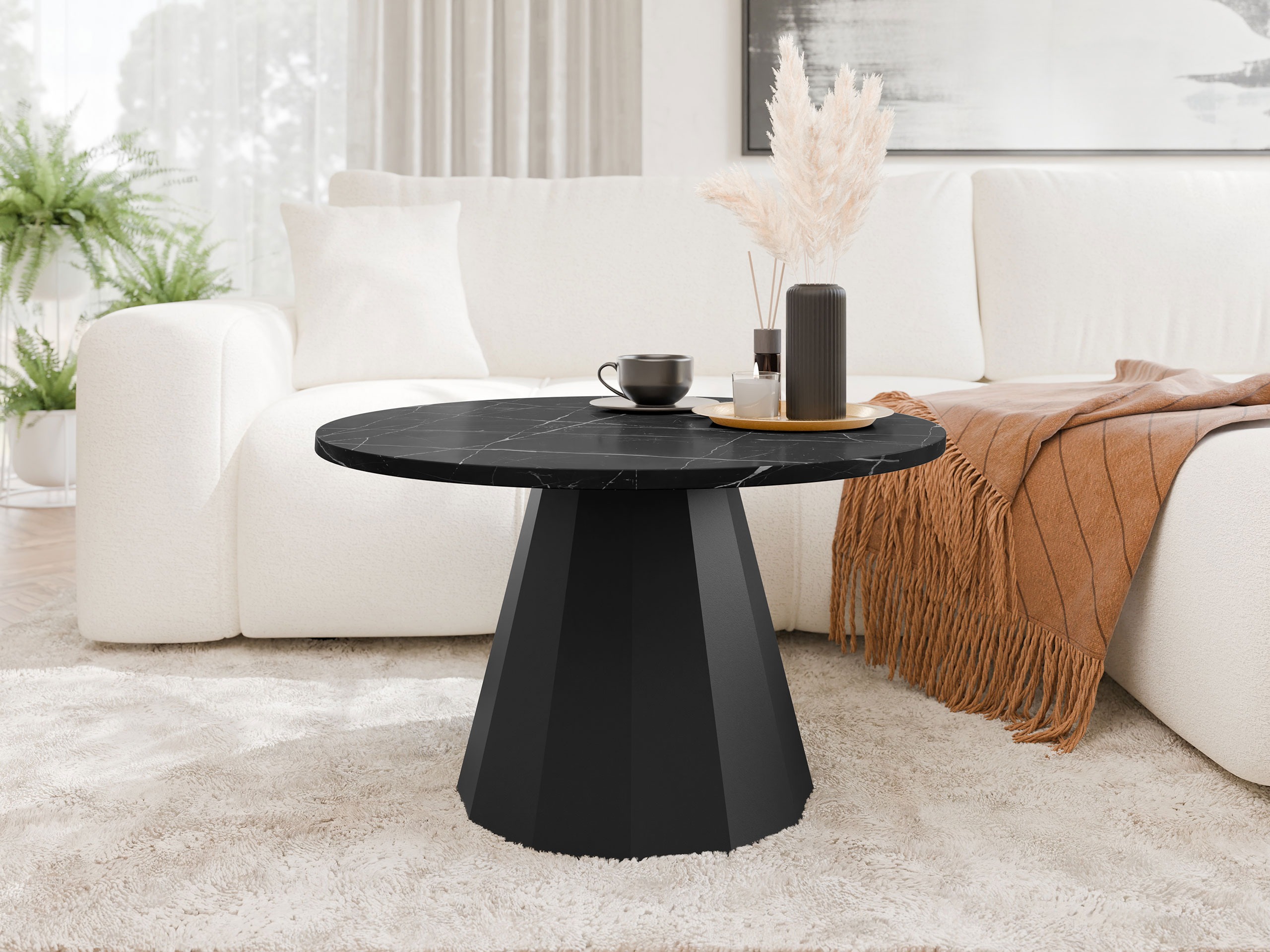 Table basse Oswego 139 (Noir + Marbre noir)