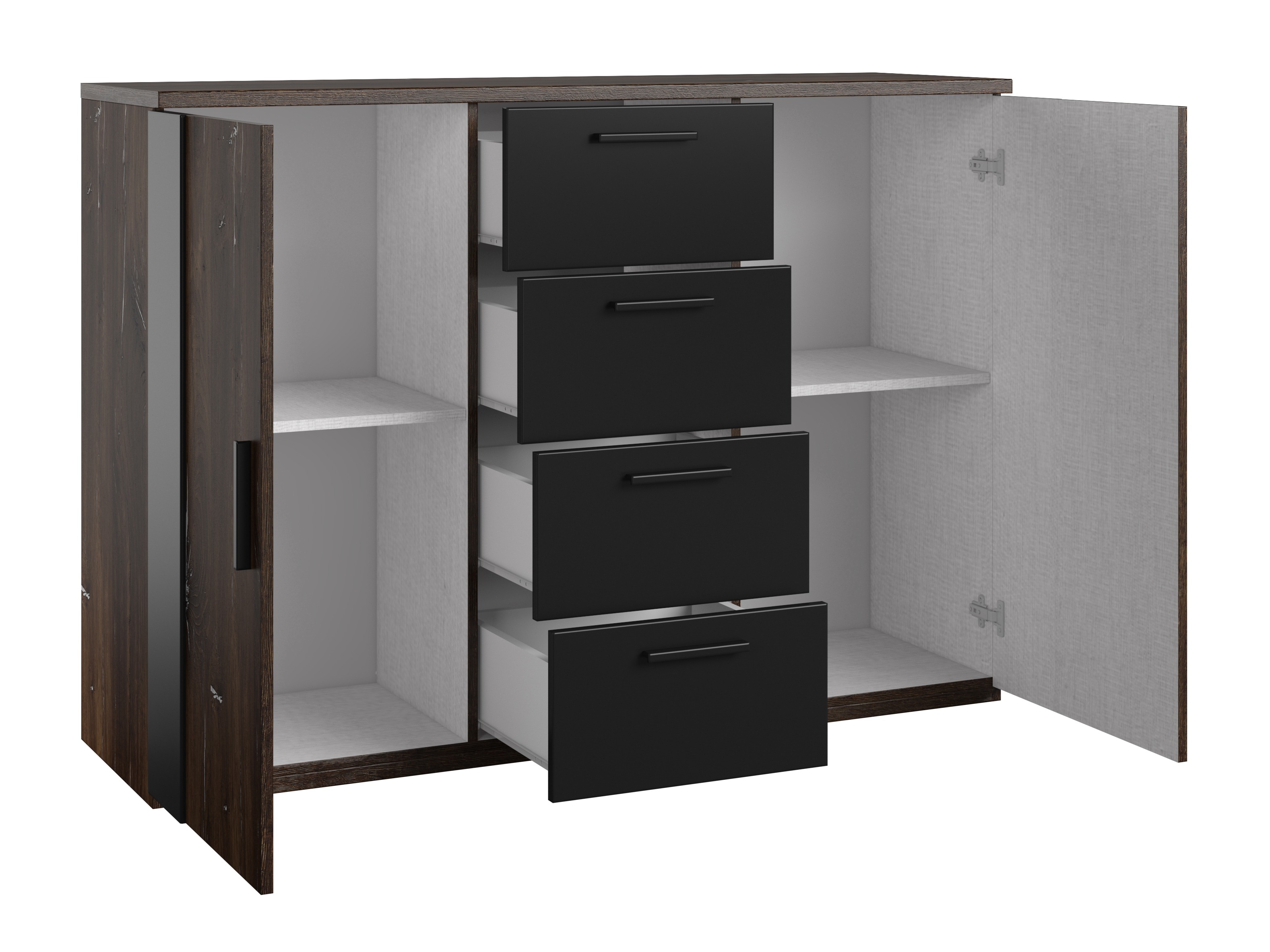 Commode Felelie 102 (Tamus Flagstaf chêne + Argent)