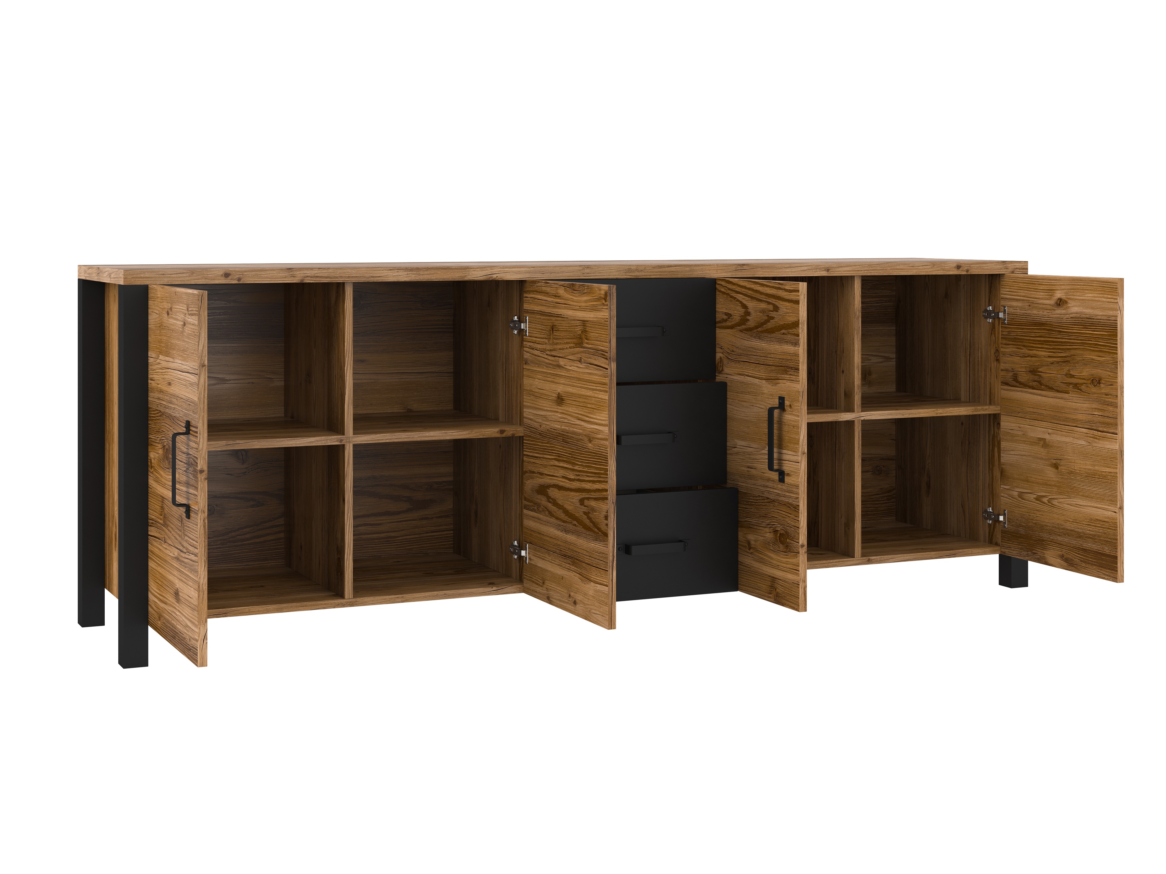 Commode Tornua 109 (Épicéa foncé + Noir mat)