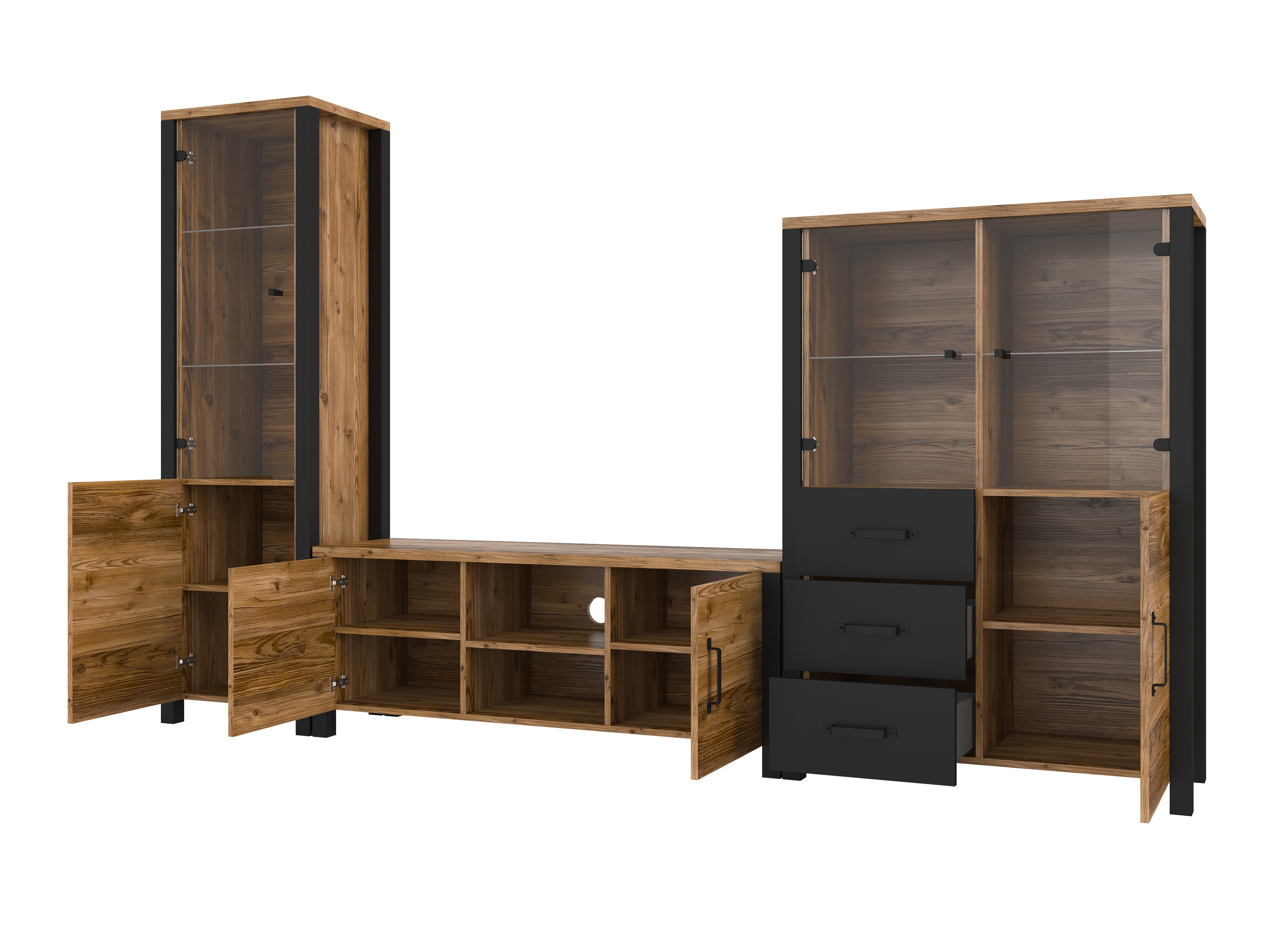 Ensemble de salon Tornua 113 (Épicéa foncé + Noir mat)