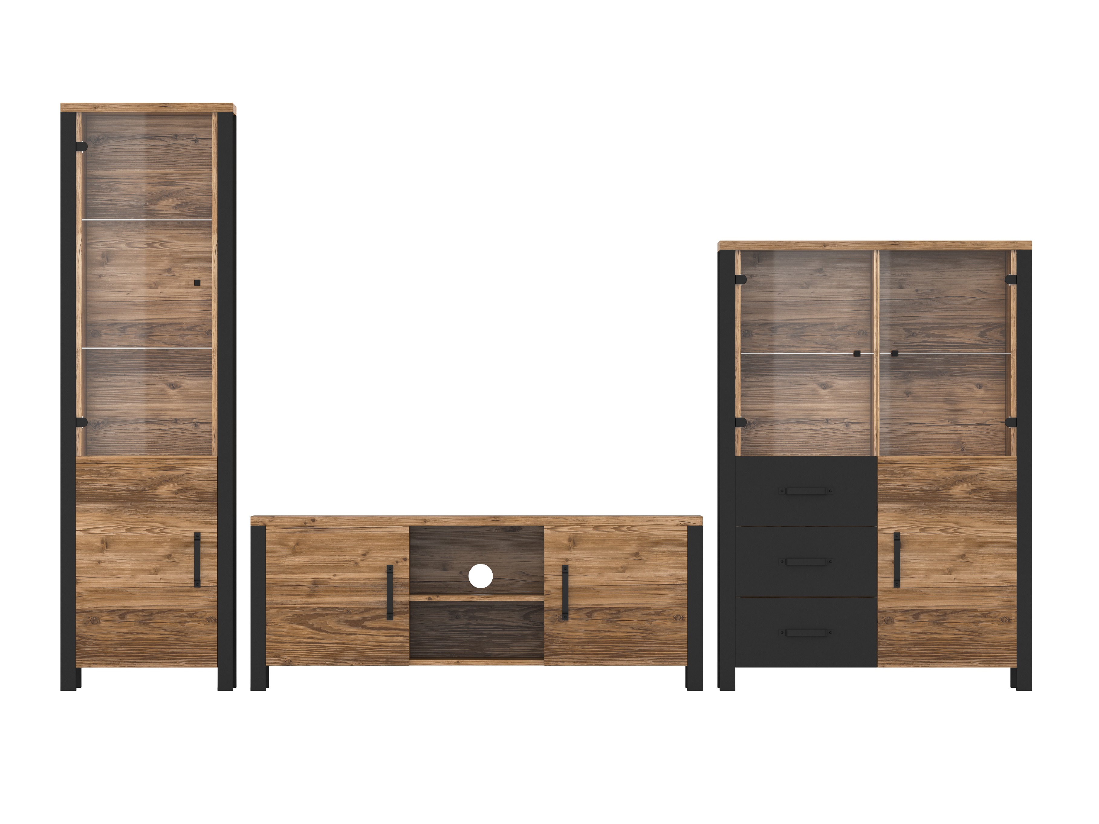 Ensemble de salon Tornua 113 (Épicéa foncé + Noir mat)