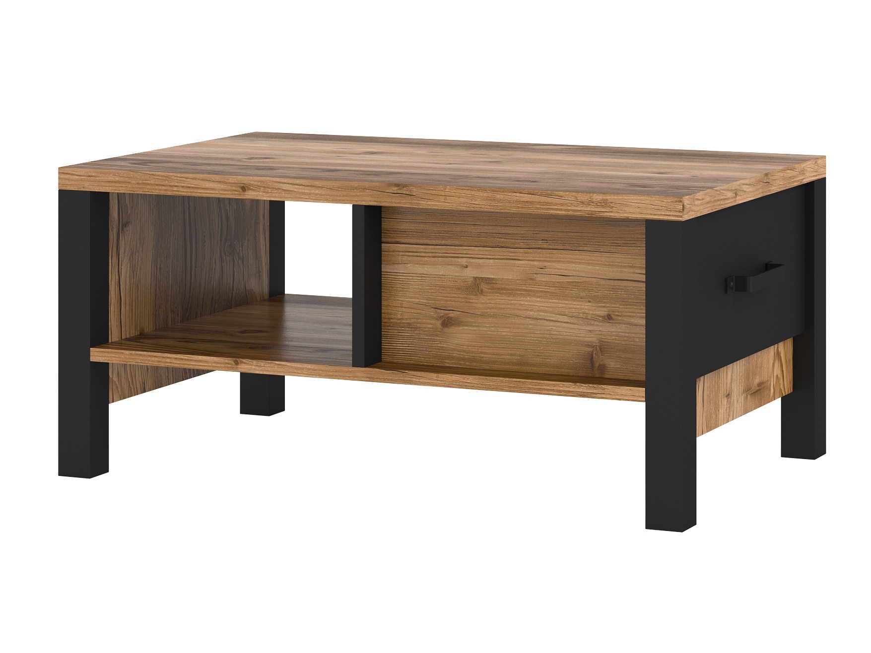 Table basse Tornua 107 (Épicéa foncé + Noir mat)