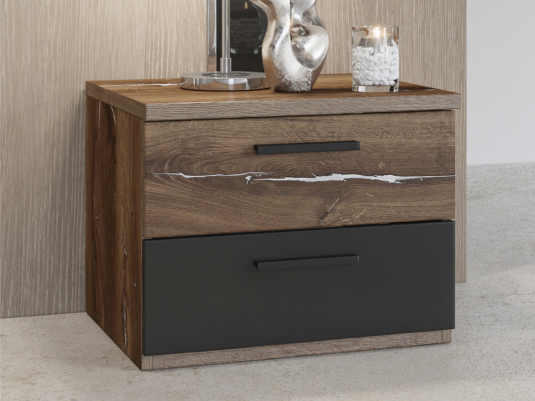 Table de chevet Felelie 101 (Tamus Flagstaf chêne + Argent)