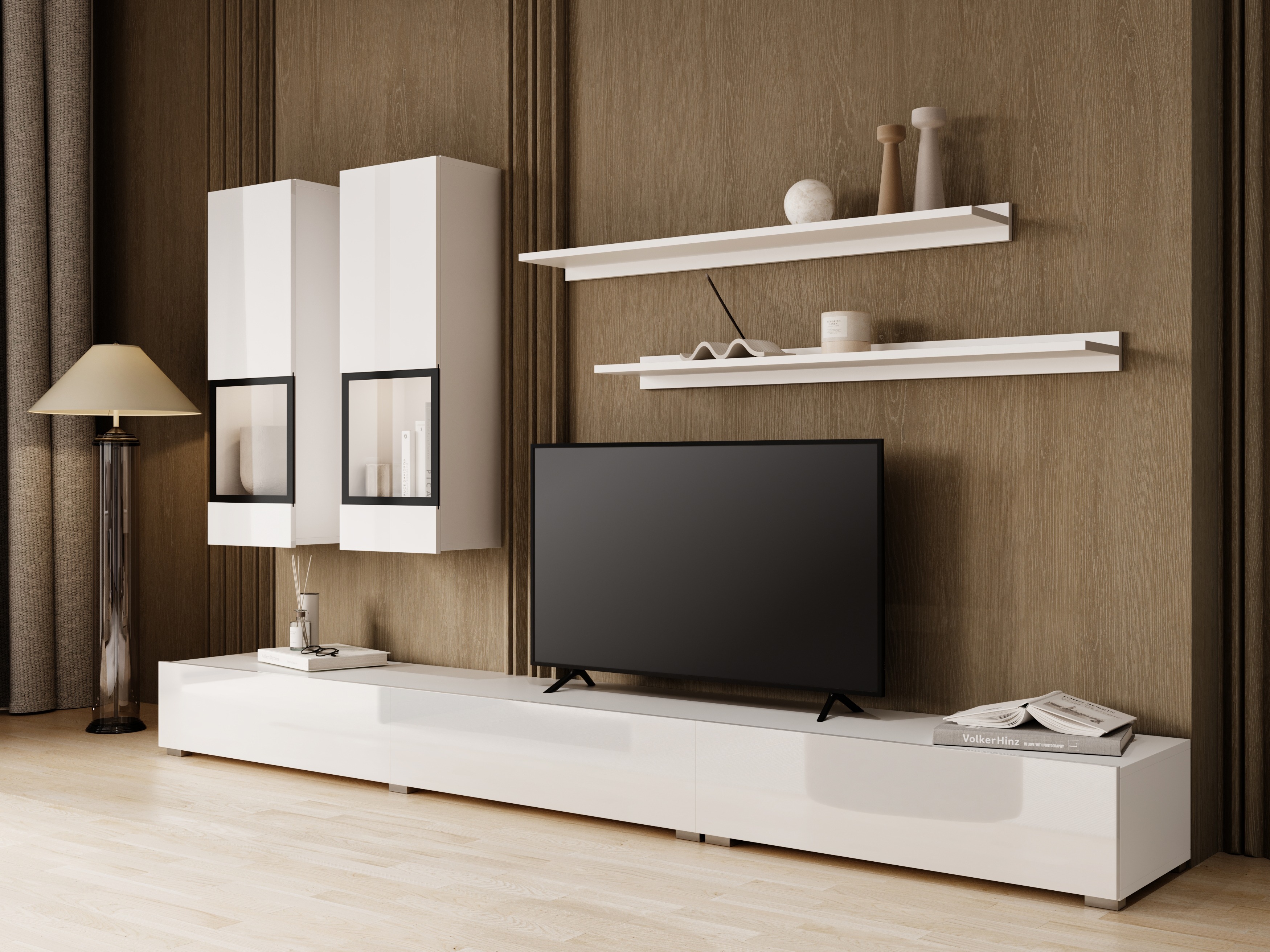 Ensemble de salon Serodeu 100 (Blanc + Blanc brillant)