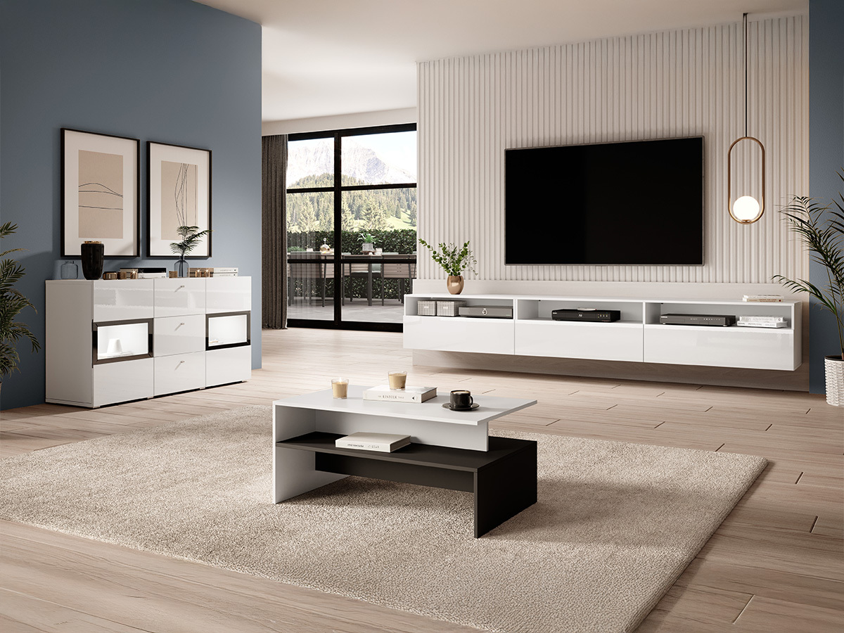 Commode Serodeu 101 (Blanc + Blanc brillant)