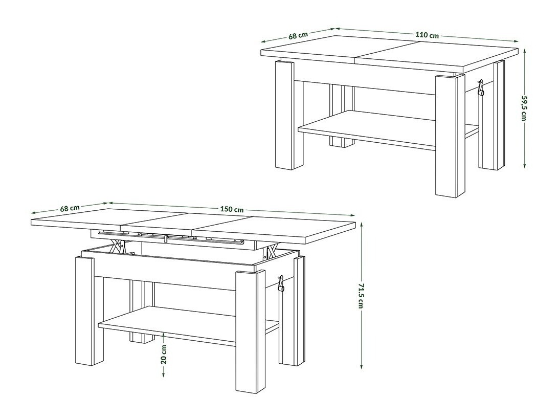 Table basse transformateur Glendale 100 (Chêne doré artisanal)