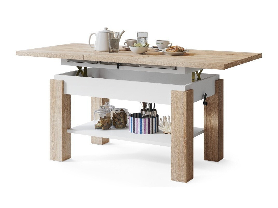 Table basse transformateur Glendale 100 (Sonoma chêne + Blanc)