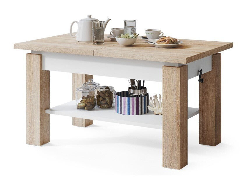 Table basse transformateur Glendale 100 (Sonoma chêne + Blanc)