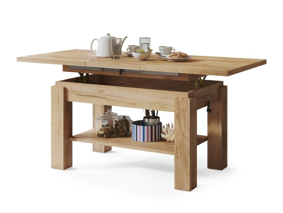 Transforming table basse Glendale 100 (Chêne doré artisanal)