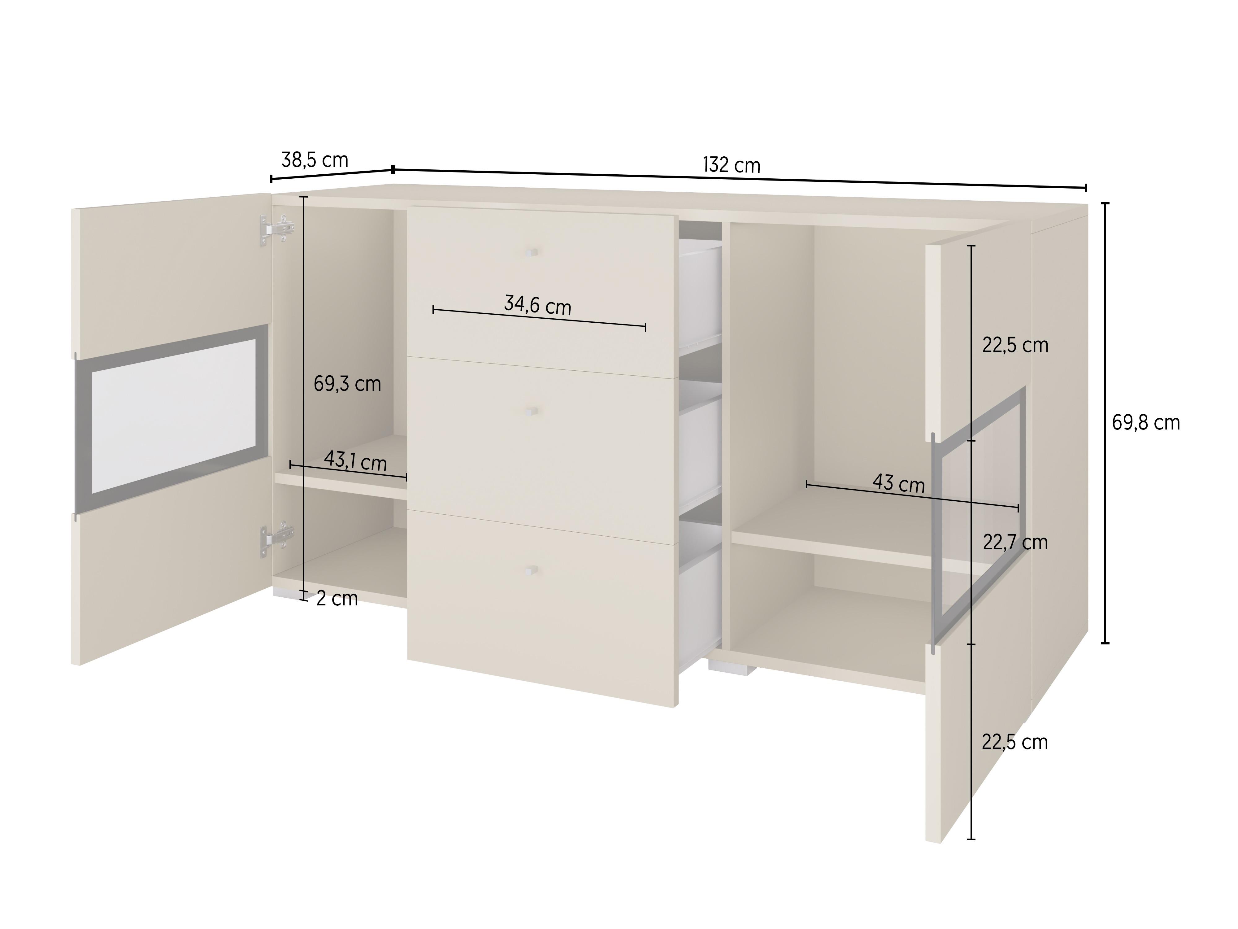 Commode Serodeu 101 (Blanc + Blanc brillant)