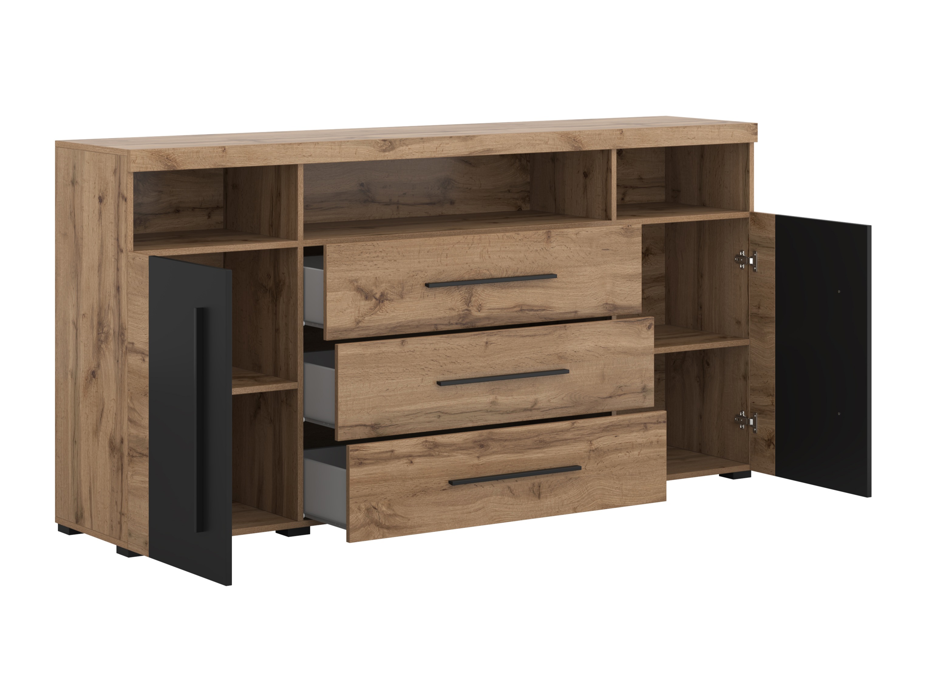 Commode Sorciro 100 (Noir + Chêne wotan)