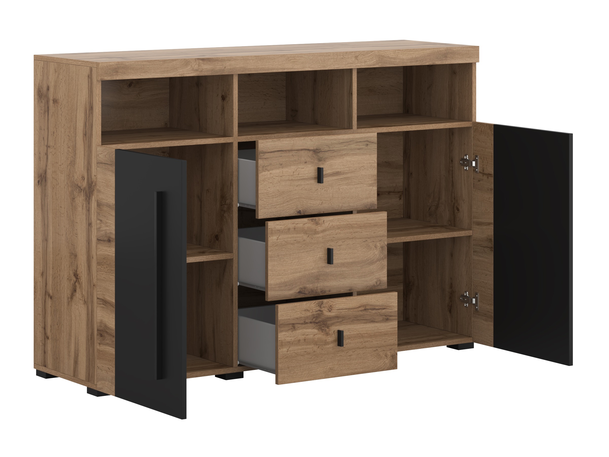Commode Sorciro 101 (Noir + Chêne wotan)