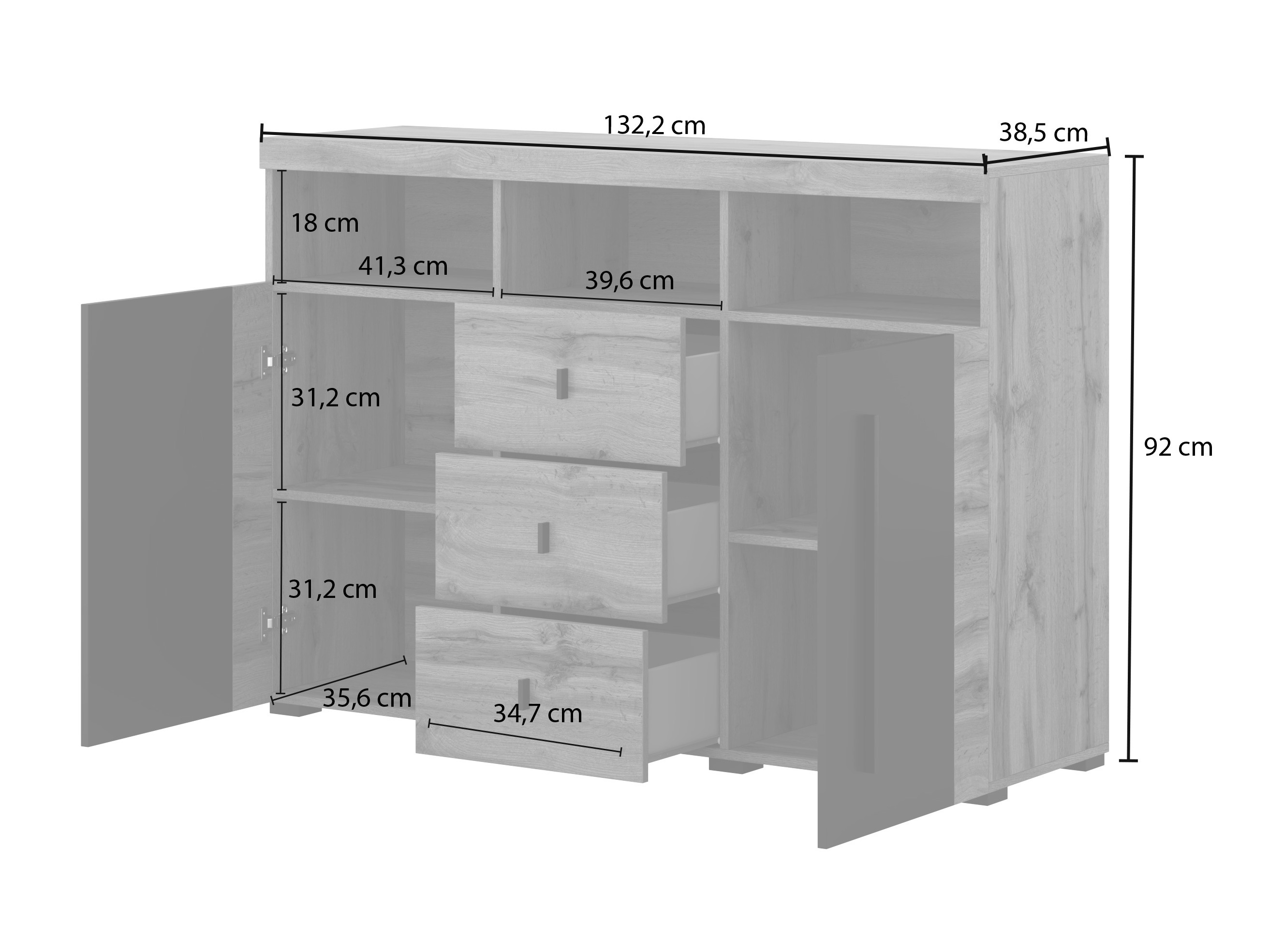 Commode Sorciro 101 (Noyer + Chêne de Lefkas)
