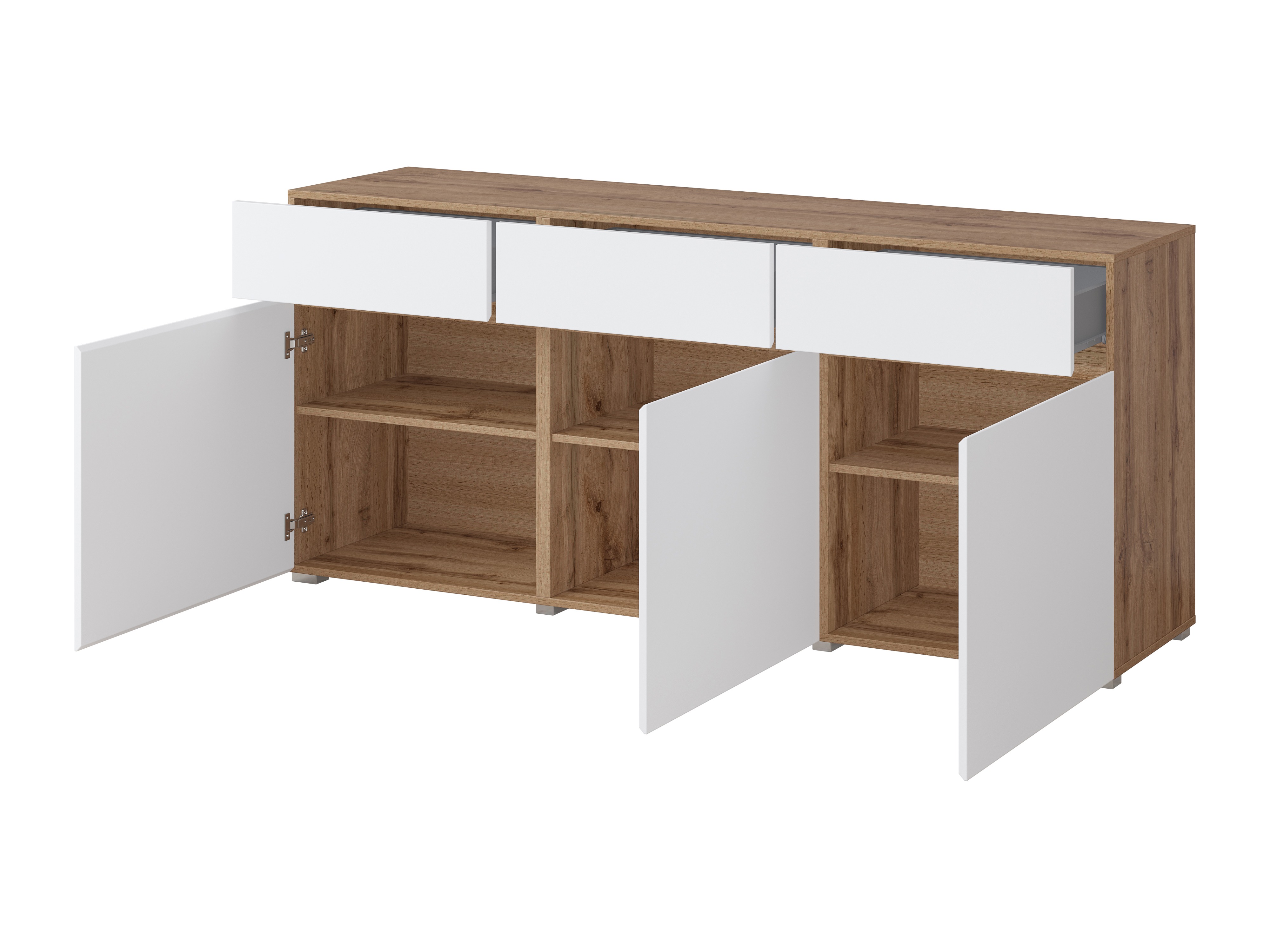 Commode Alfere 103 (Chêne wotan + Blanc)