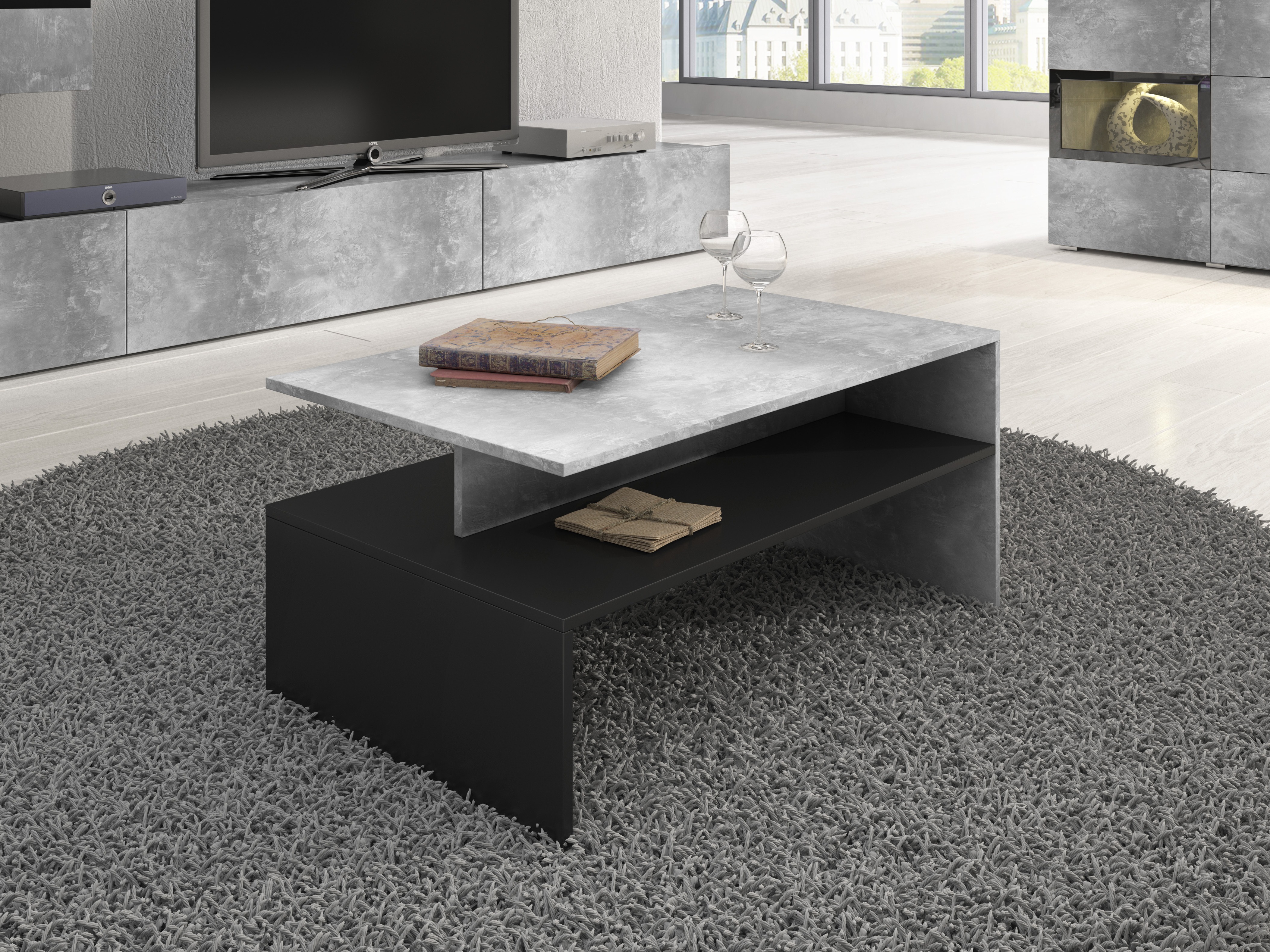Table basse Serodeu 103 (Béton + Noir)