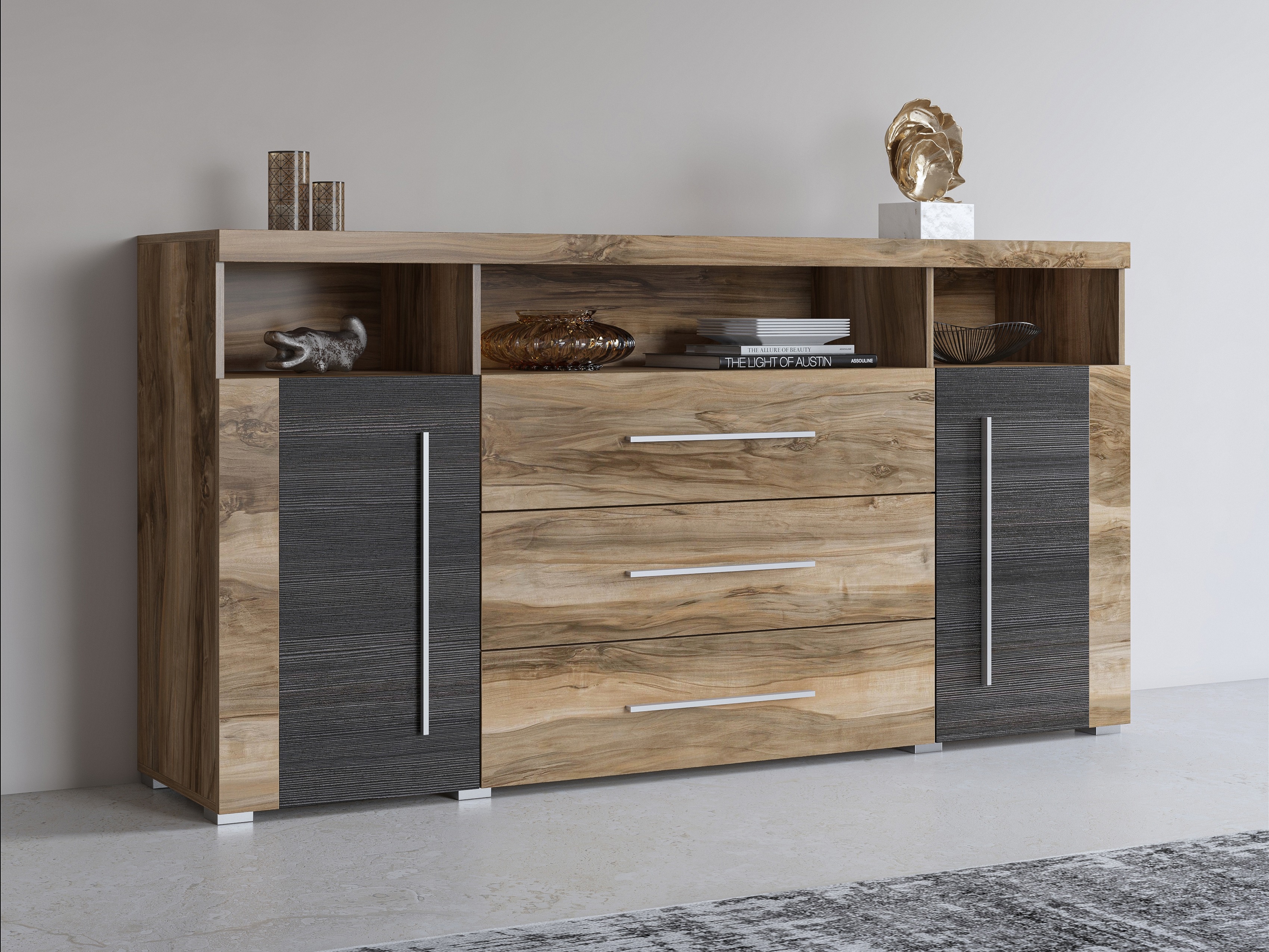 Commode Sorciro 100 (Noix + Chêne foncé)