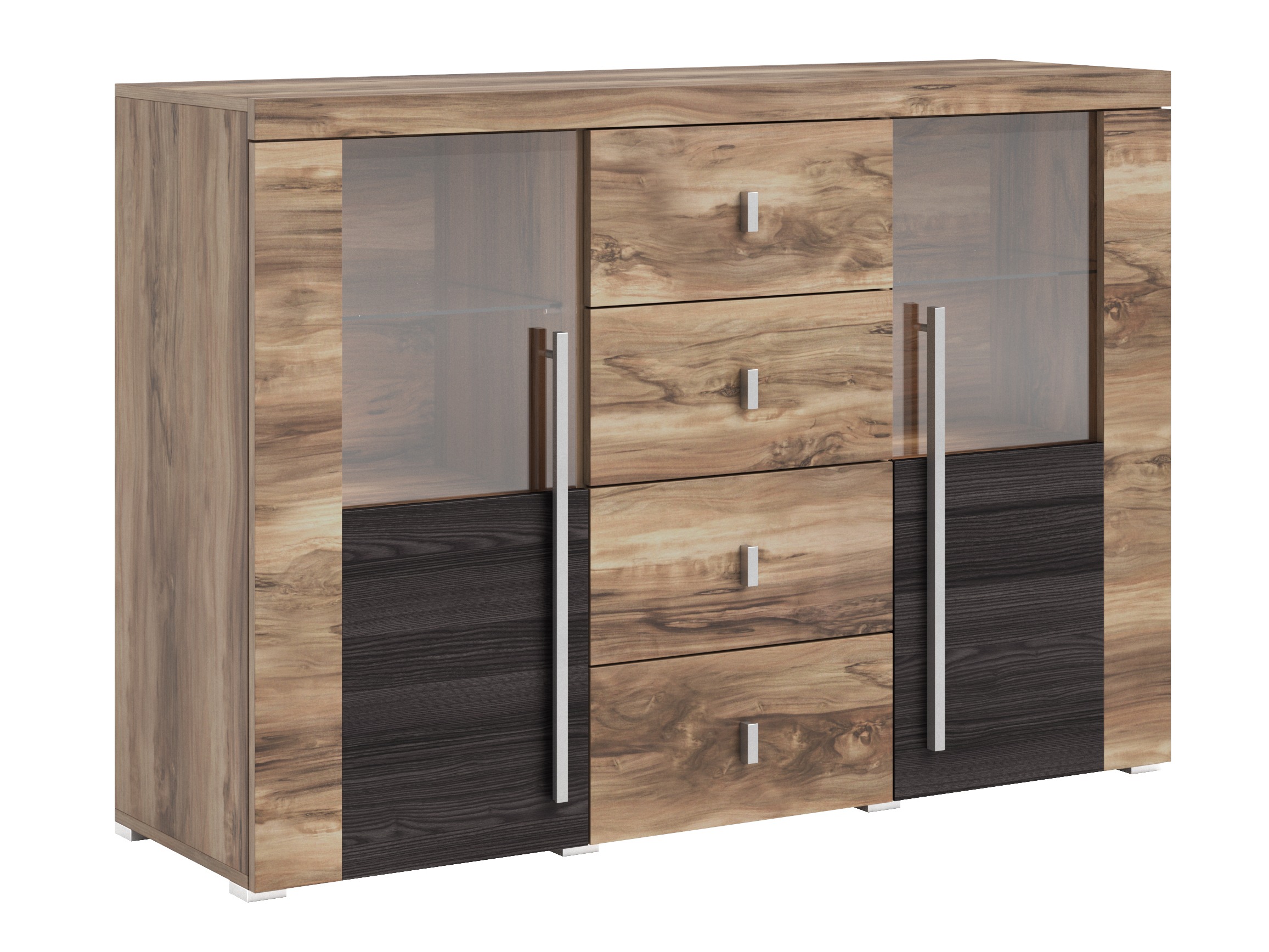 Commode Sorciro 109 (Noix + Chêne foncé)