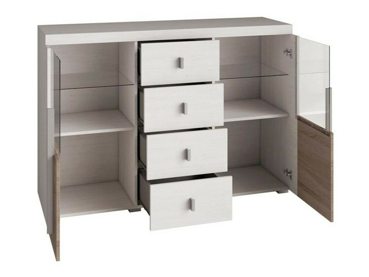 Commode Sorciro 109 (Noix + Chêne foncé)