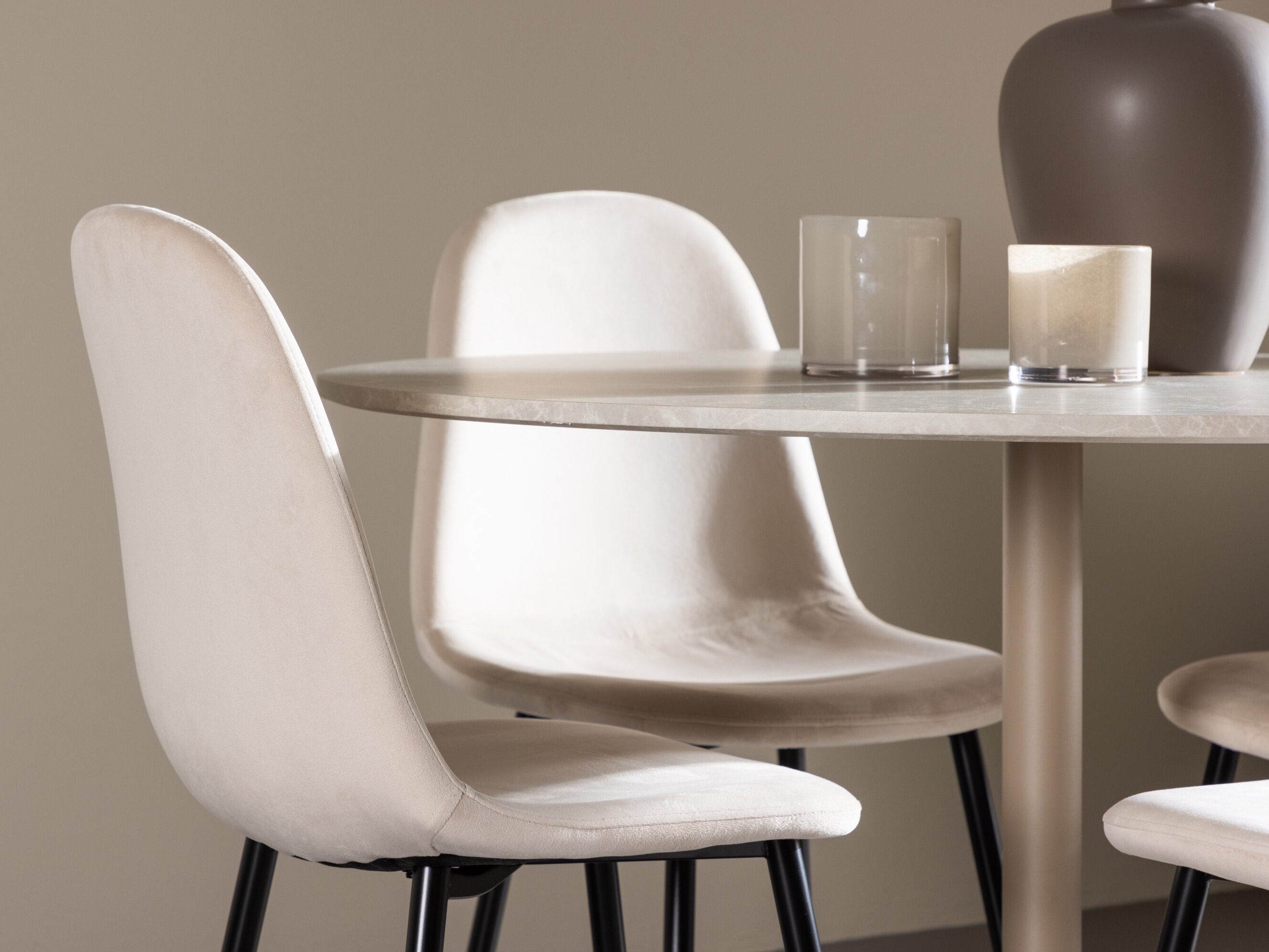 Salle à manger complète Dallas 4867 (Noir + Beige)