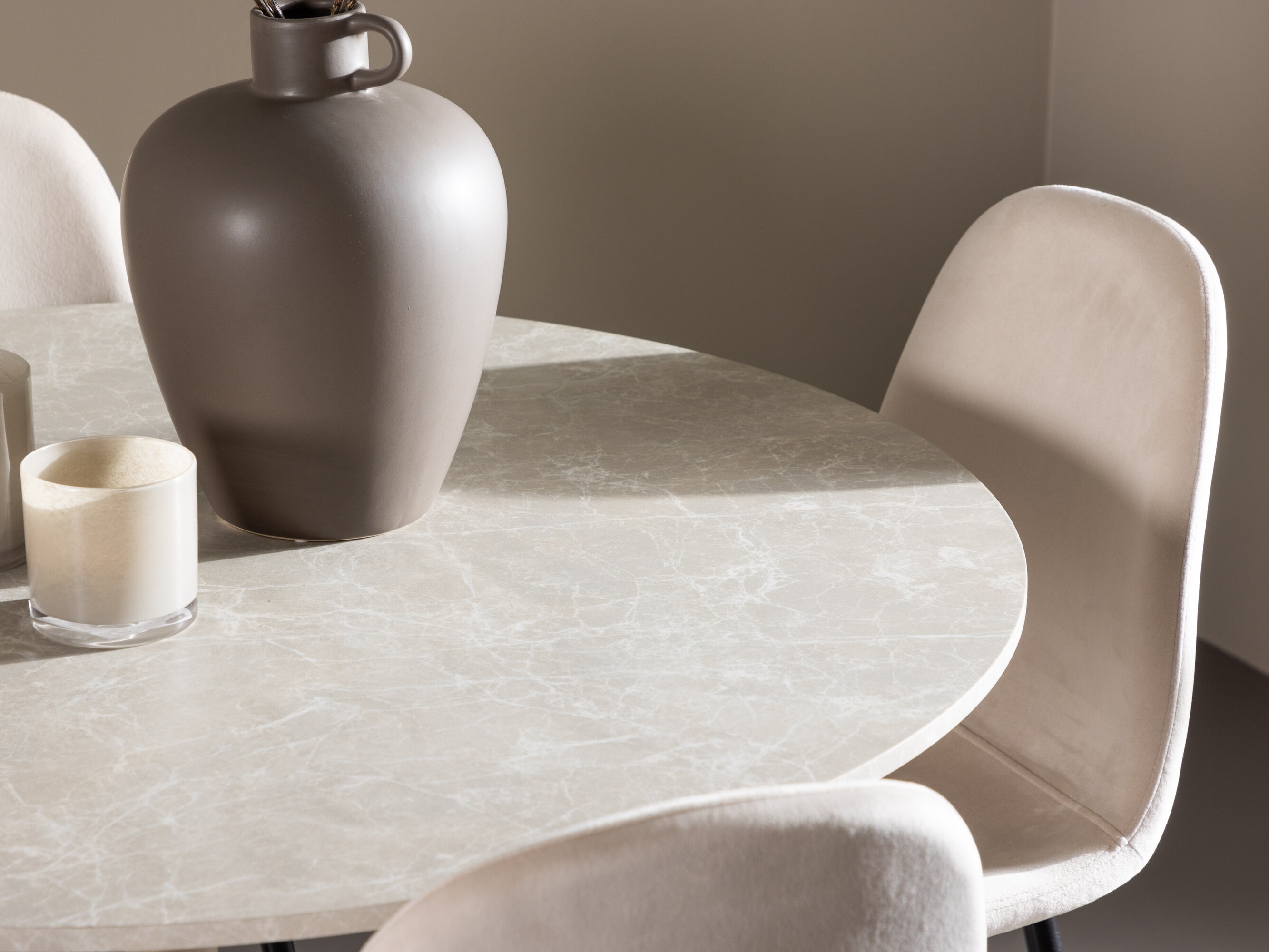 Salle à manger complète Dallas 4867 (Noir + Beige)