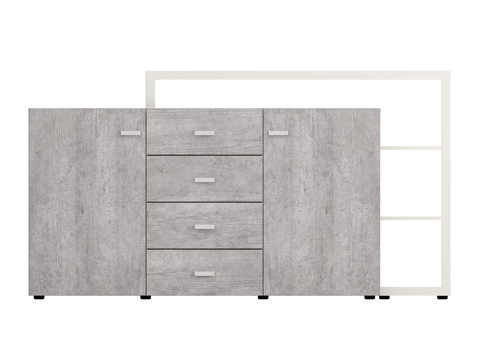 Commode Lutiva 106 (Blanc + Béton)