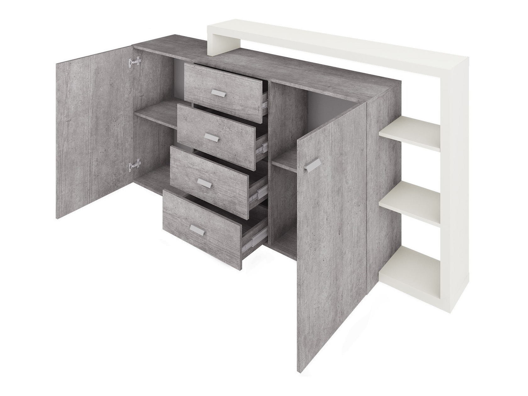 Commode Lutiva 106 (Blanc + Béton)