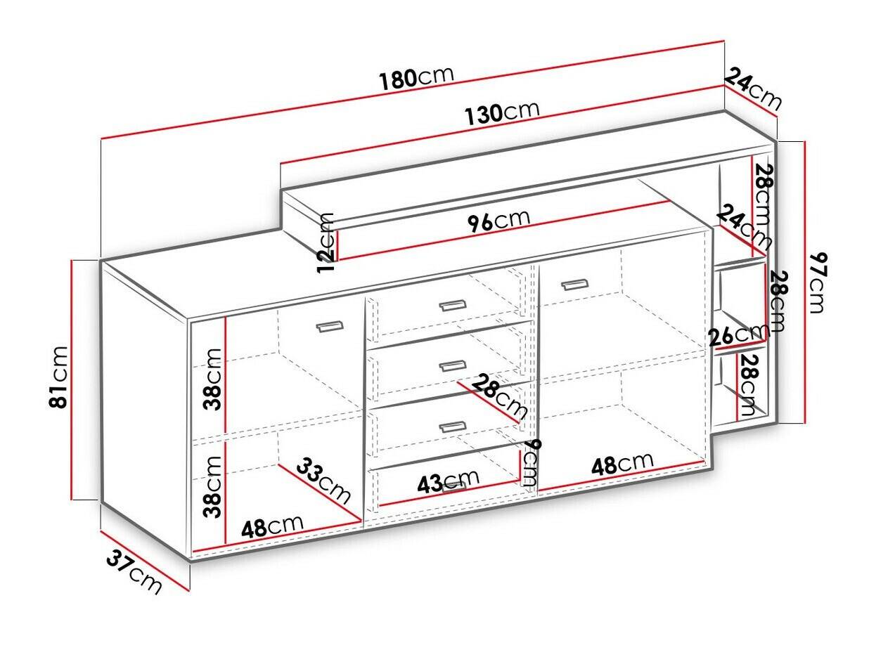 Commode Lutiva 106 (Noir mat)