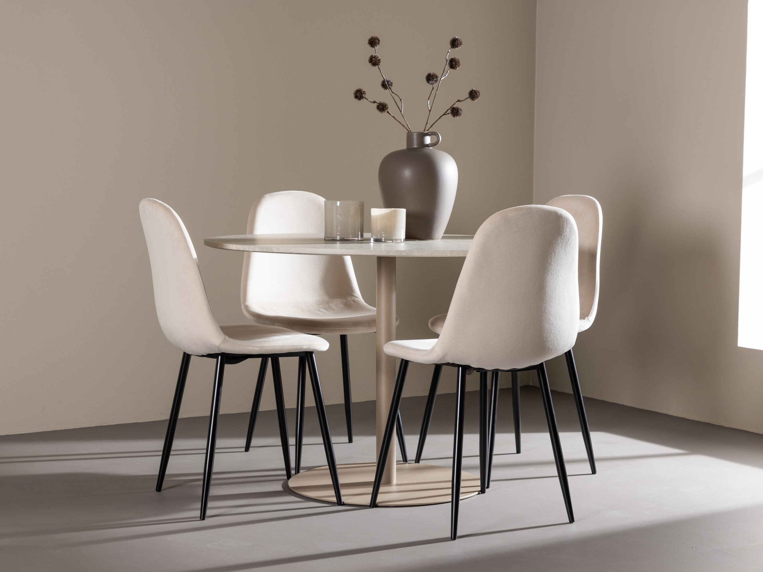 Salle à manger complète Dallas 4867 (Noir + Beige)