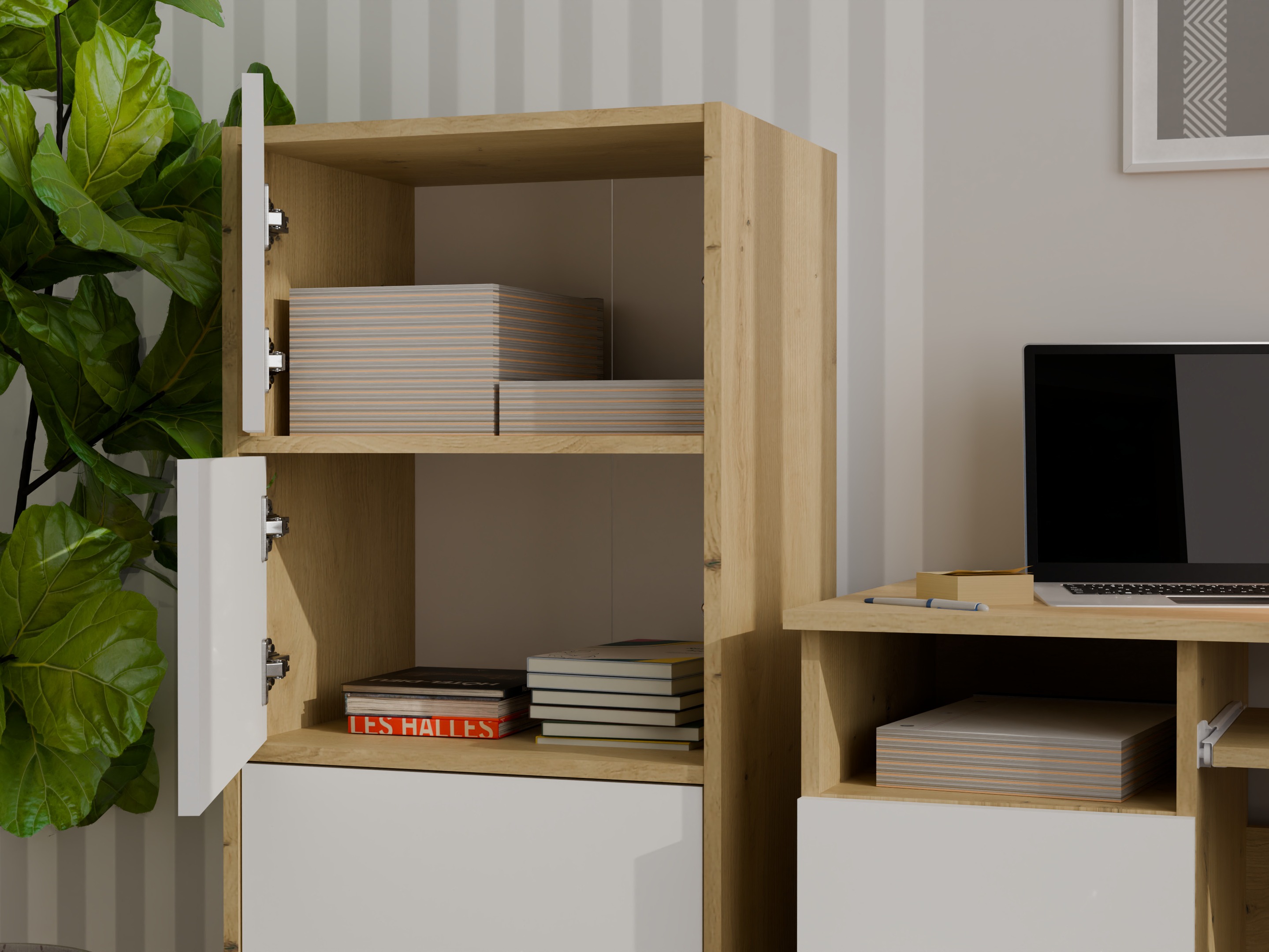 Buffet Mandeville 298 (Blanc + Chêne Artisan)
