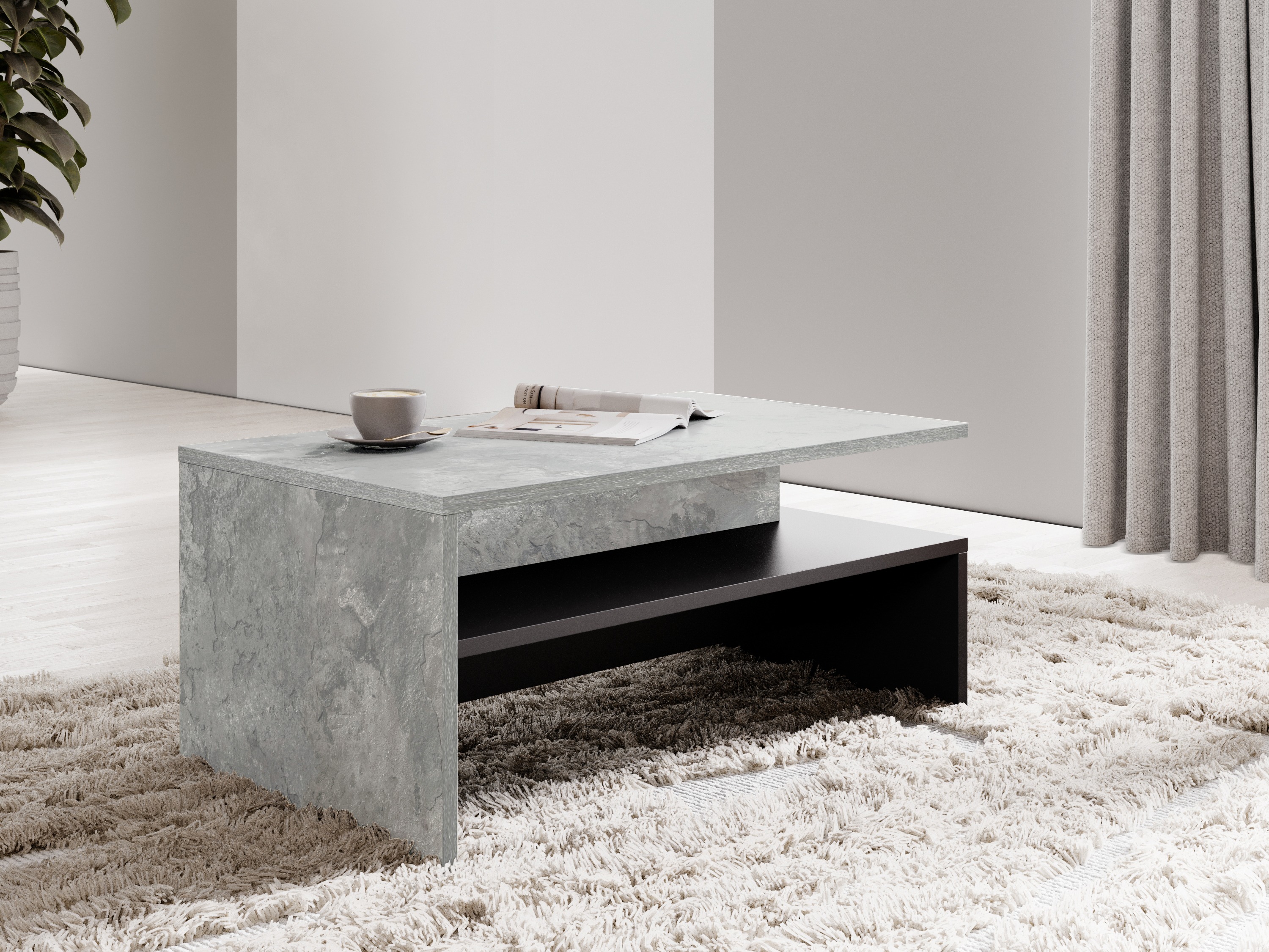 Table basse Serodeu 103 (Béton + Noir)
