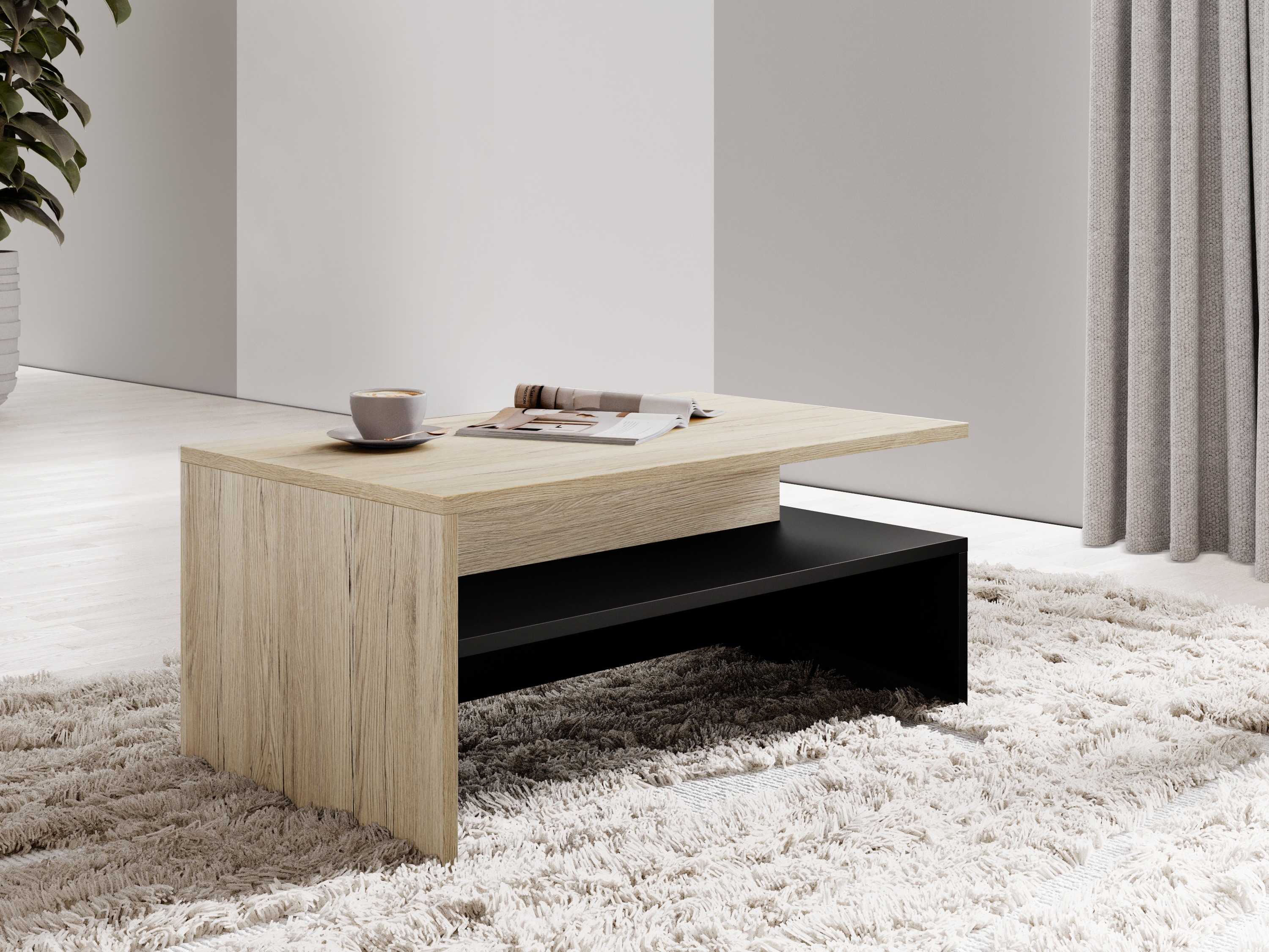 Table basse Serodeu 103 (Chêne de san remo + Noir)
