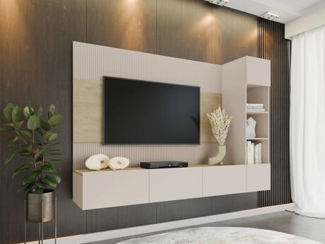 Ensemble de salon Comfivo 369 (Beige + Chêne)