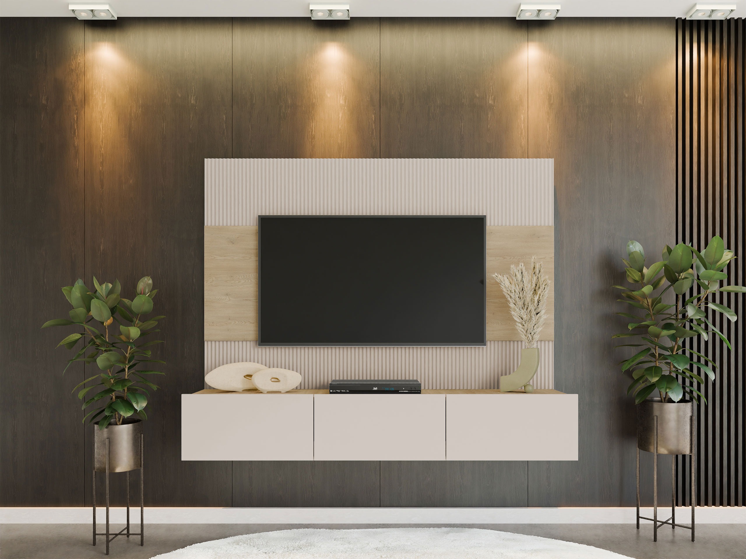 Ensemble de salon Comfivo Salix (Beige + Chêne Cremona)