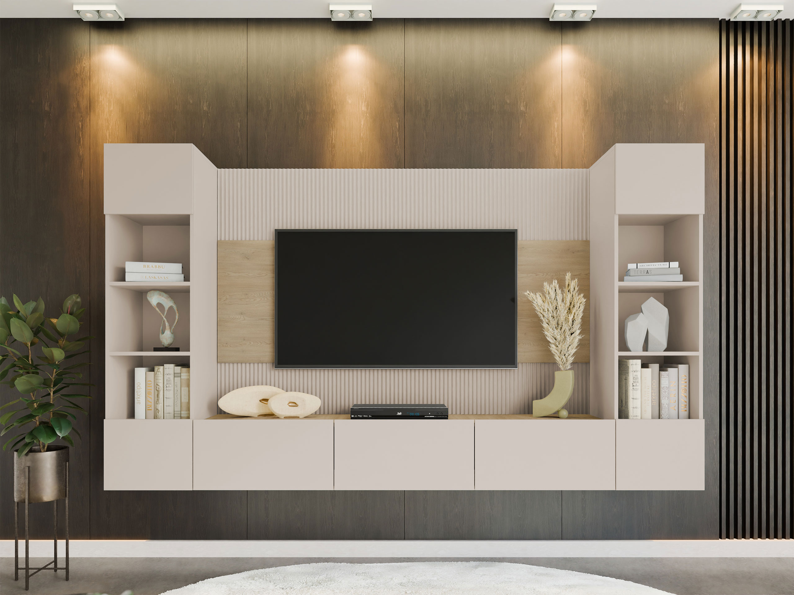 Ensemble de salon Comfivo Salix I (Beige + Chêne Cremona)