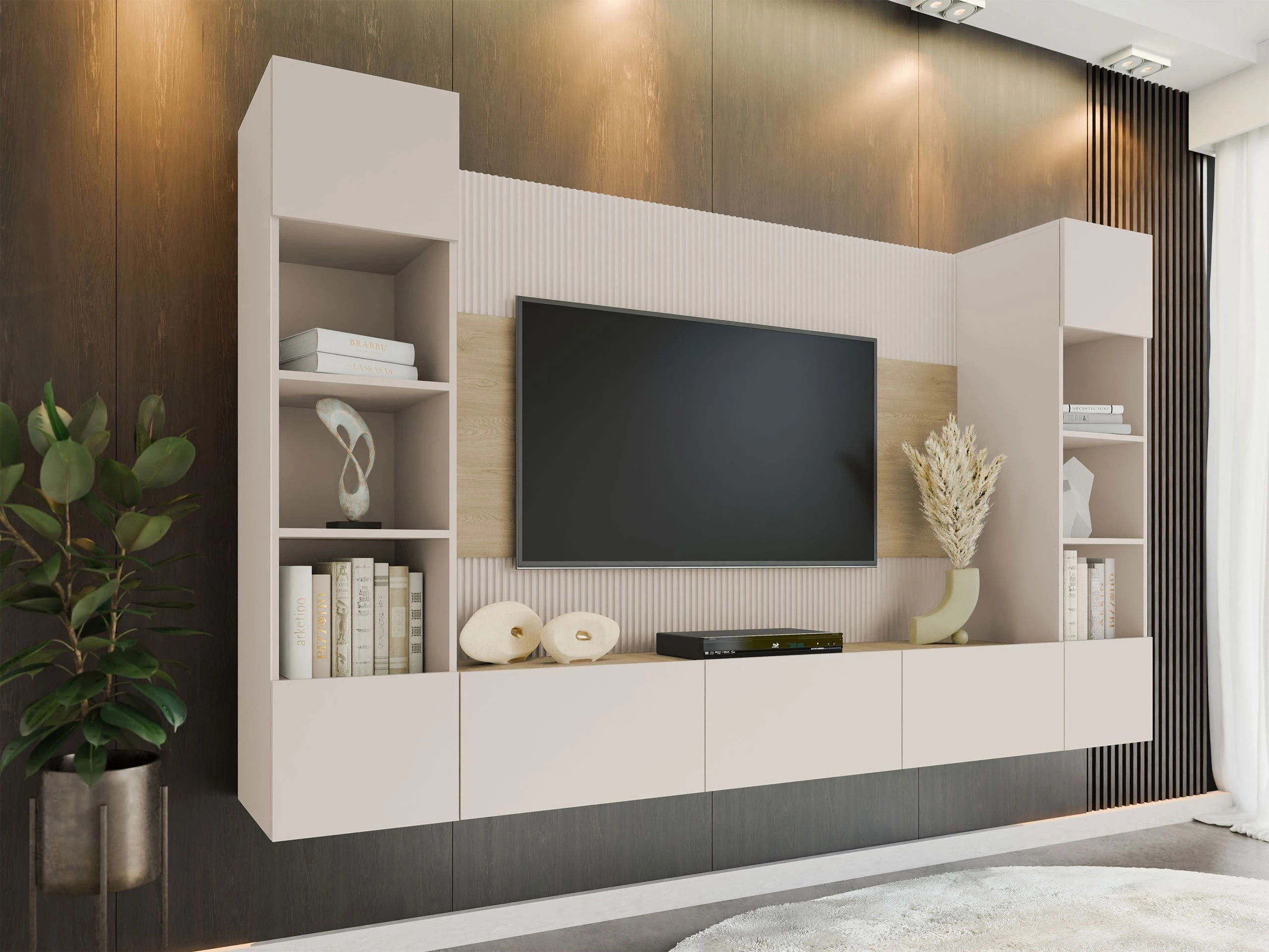 Ensemble de salon Comfivo Salix I (Beige + Chêne)