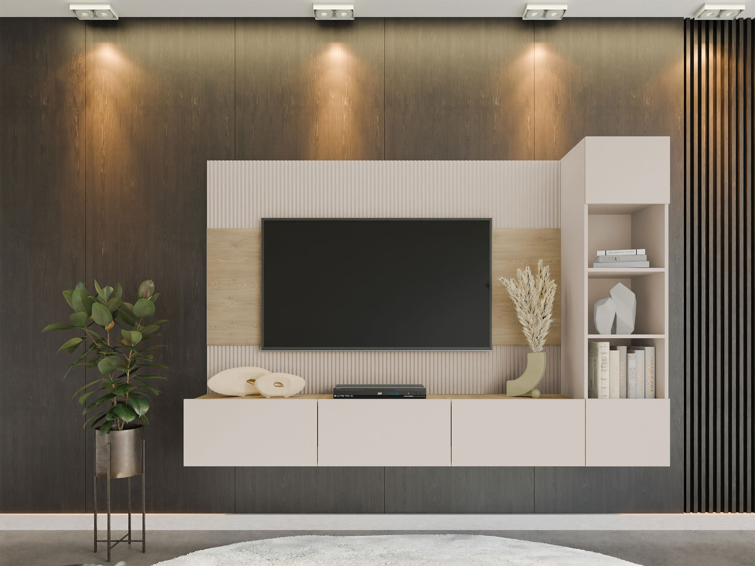 Ensemble de salon Comfivo Salix II (Beige + Chêne)
