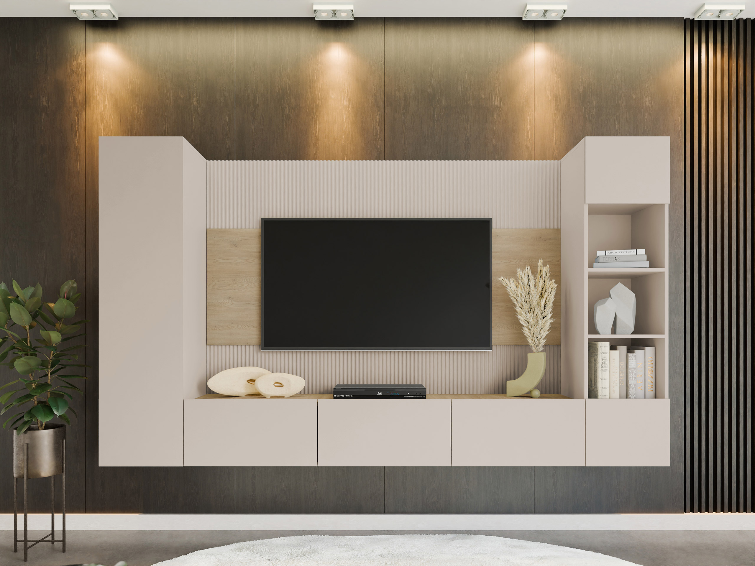 Ensemble de salon Comfivo Salix IV (Beige + Chêne)