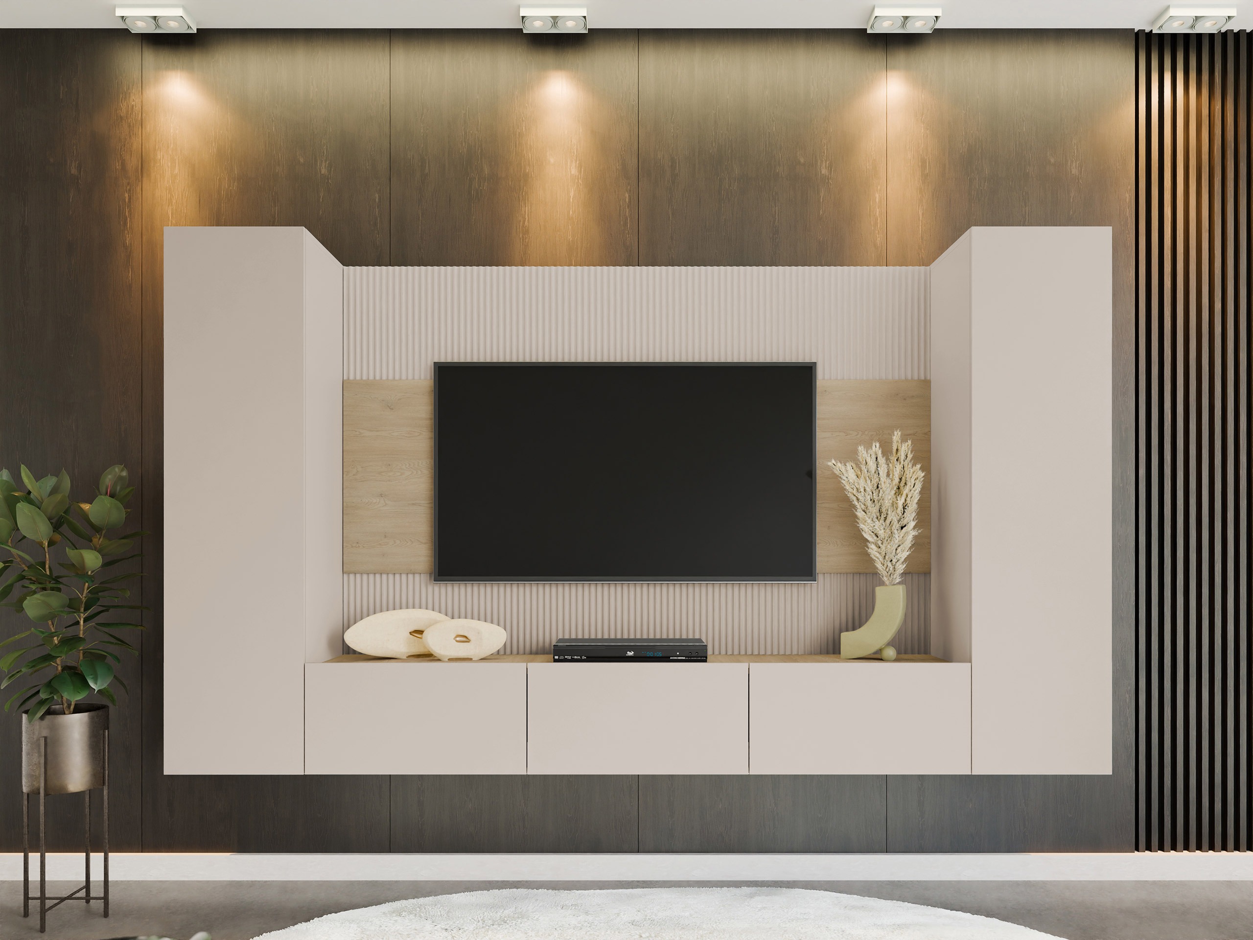 Ensemble de salon Comfivo Salix V (Beige + Chêne Cremona)