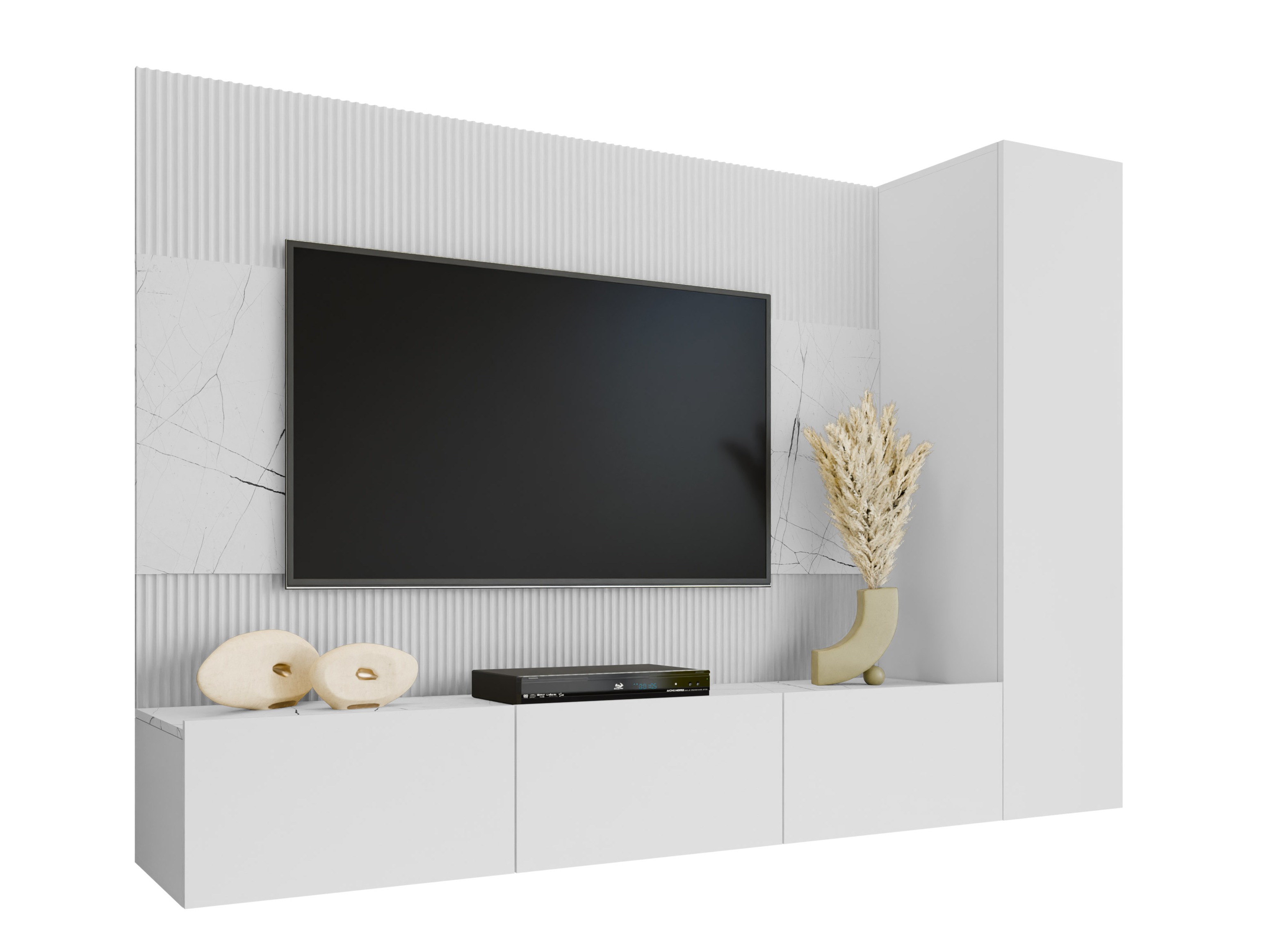 Ensemble de salon Comfivo Salix VI (Blanc + Marbre blanc)