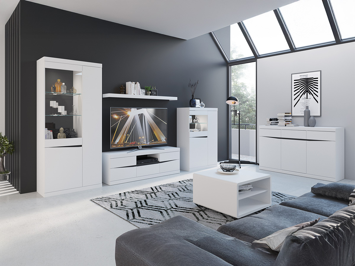 Commode Venlori 124 (Blanc + Graphite)