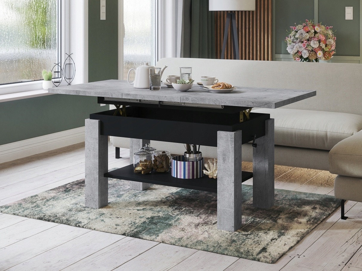Table basse transformateur Glendale 100 (Béton + Noir)