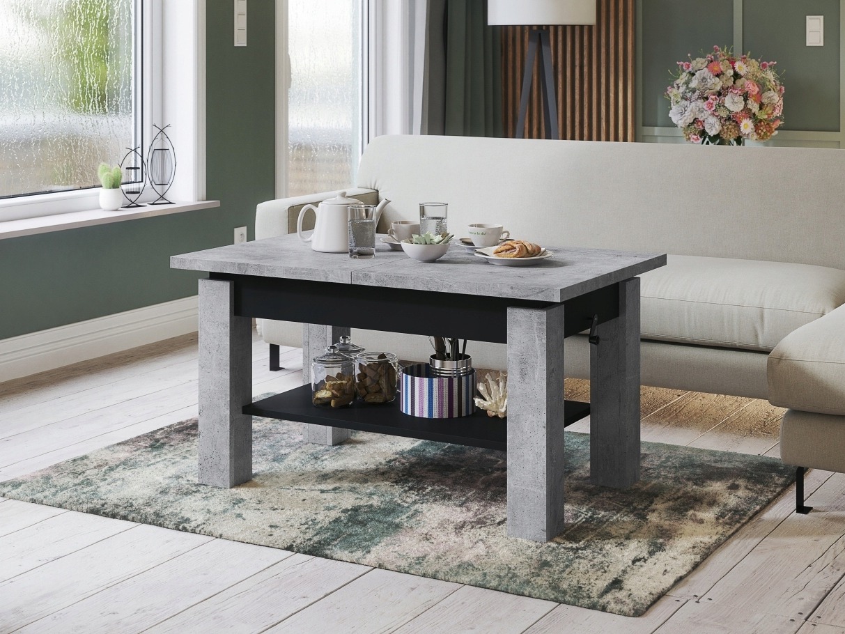Table basse transformateur Glendale 100 (Béton + Noir)